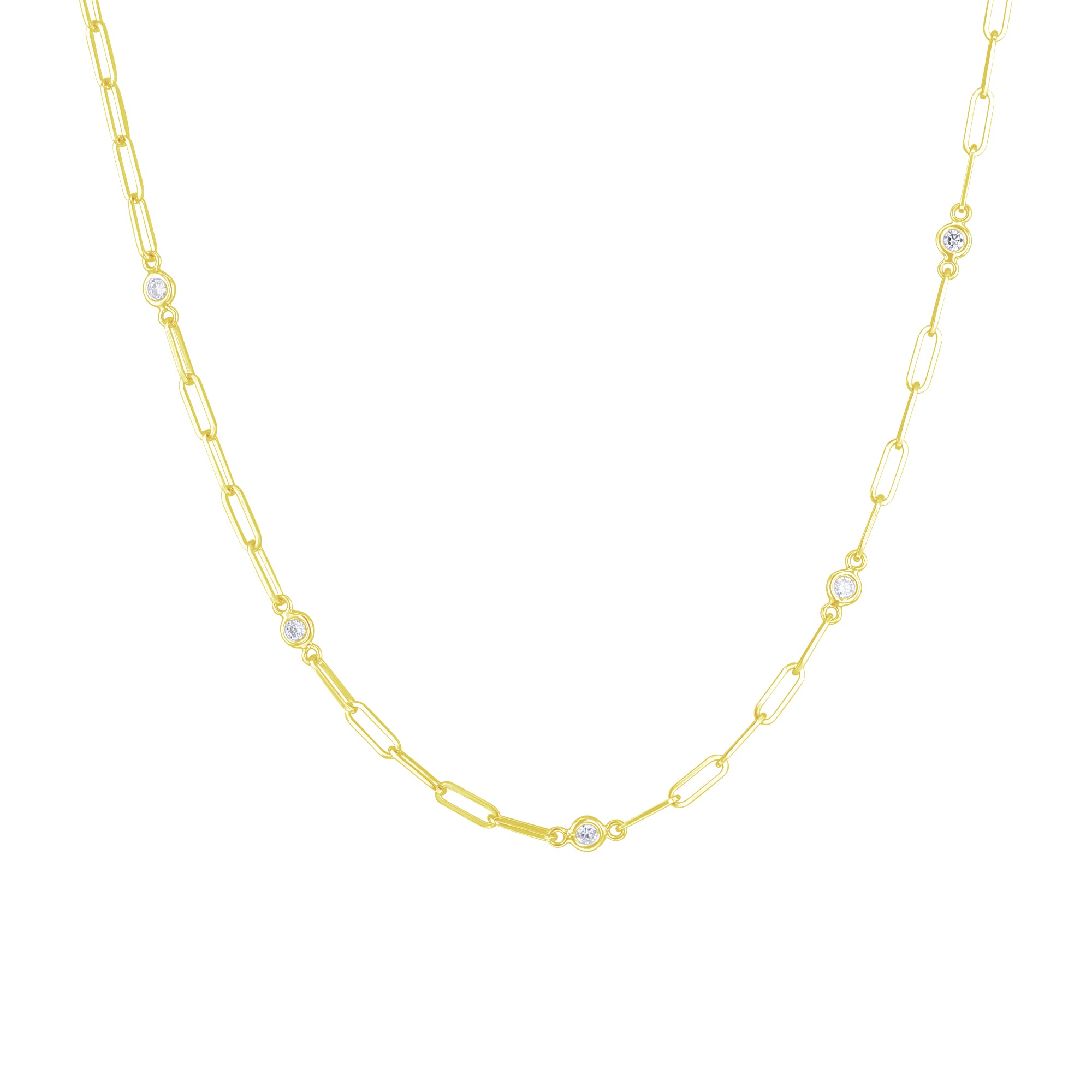 Modern Paperclip Station Diamond Necklace 1/2ct