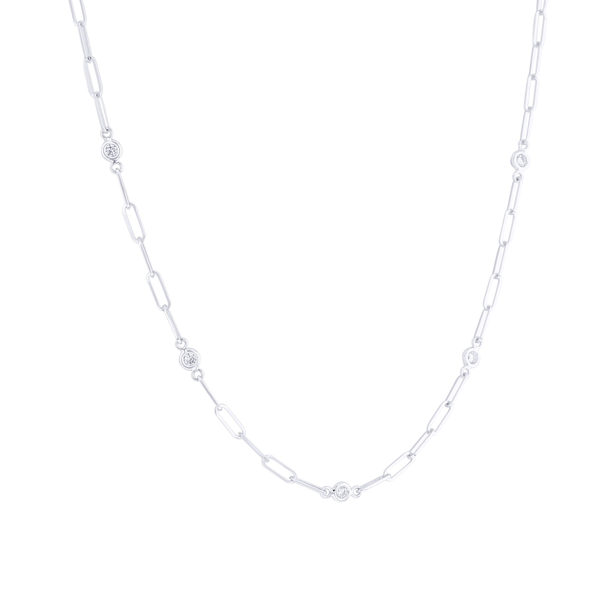 Modern Paperclip Station Diamond Necklace 1/2ct