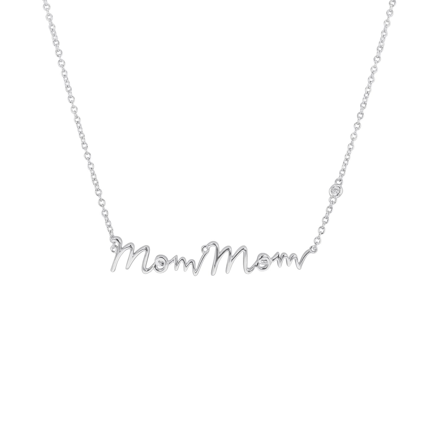 Silver MomMom Diamond Necklace