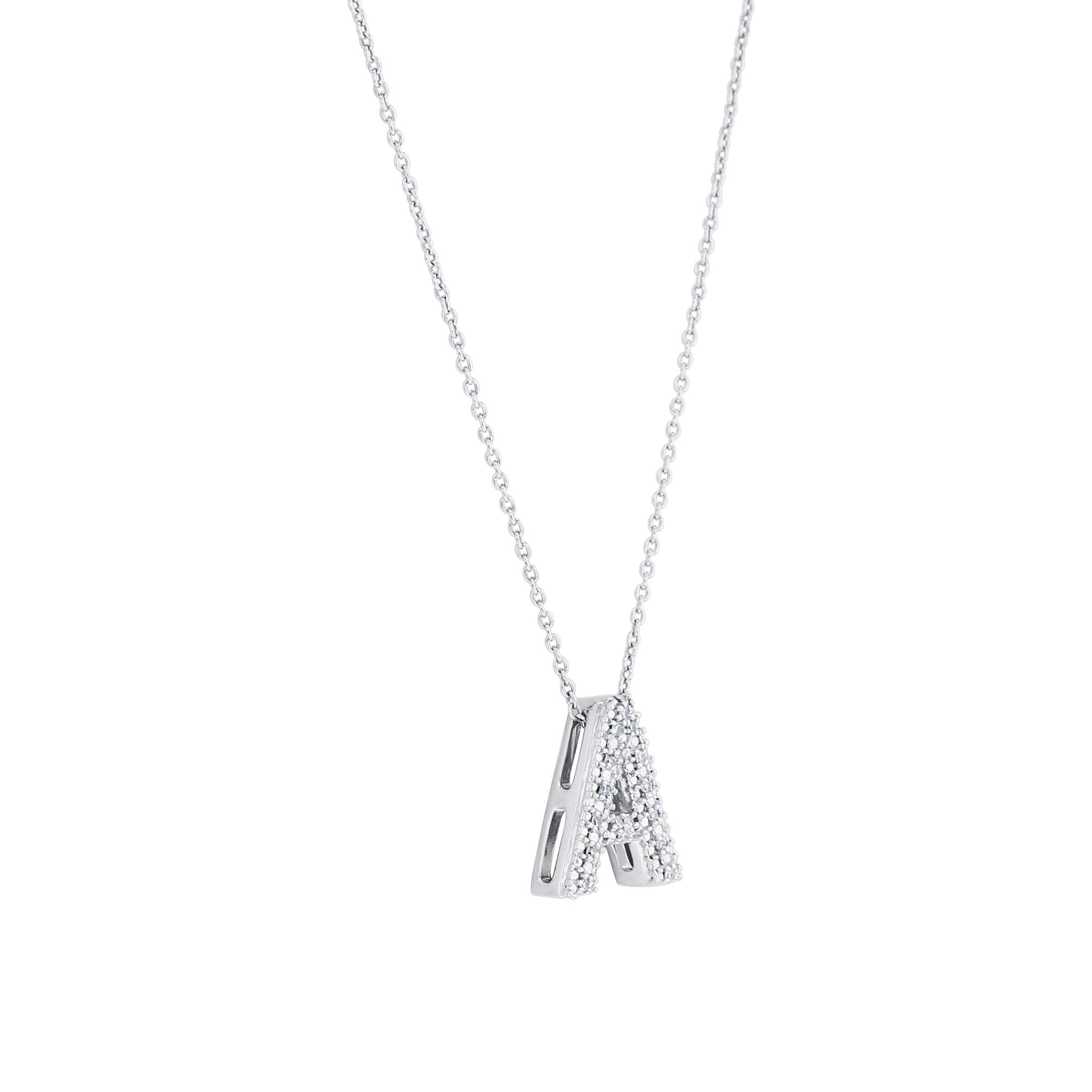 Silver Bubble Initial Diamond Necklace