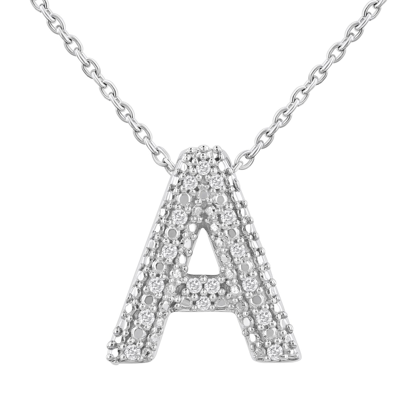 Silver Bubble Initial Diamond Necklace