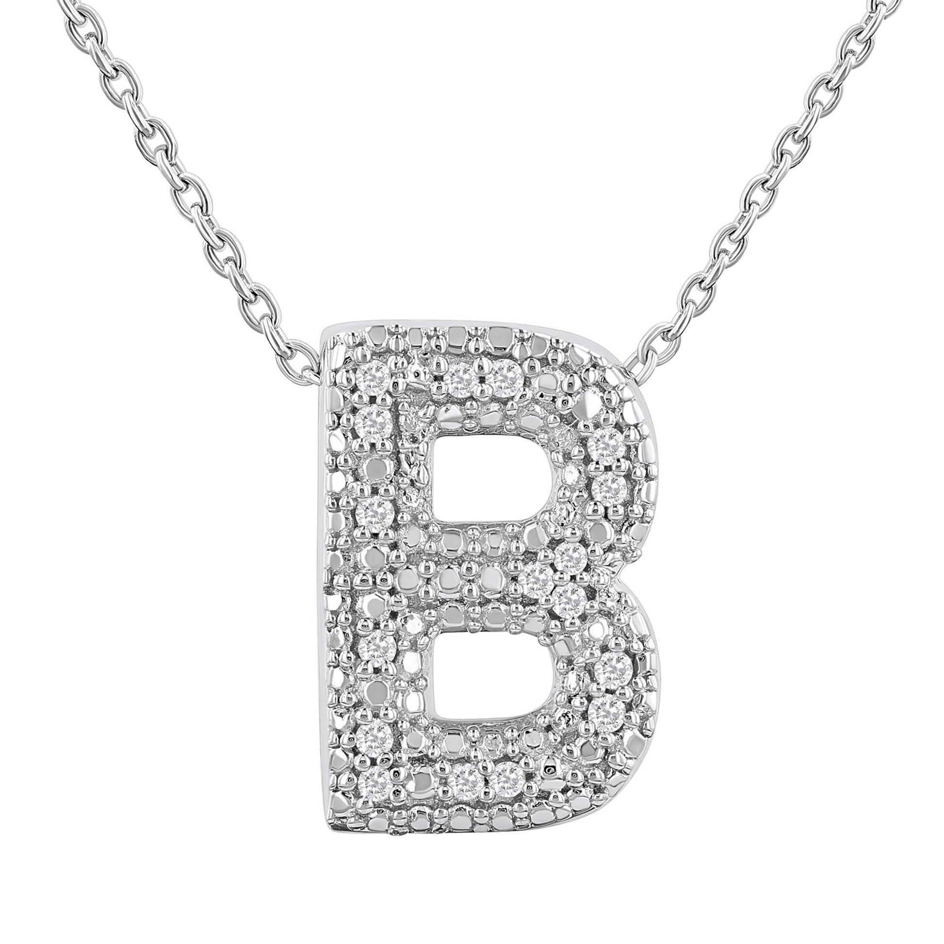 Silver Bubble Initial Diamond Necklace