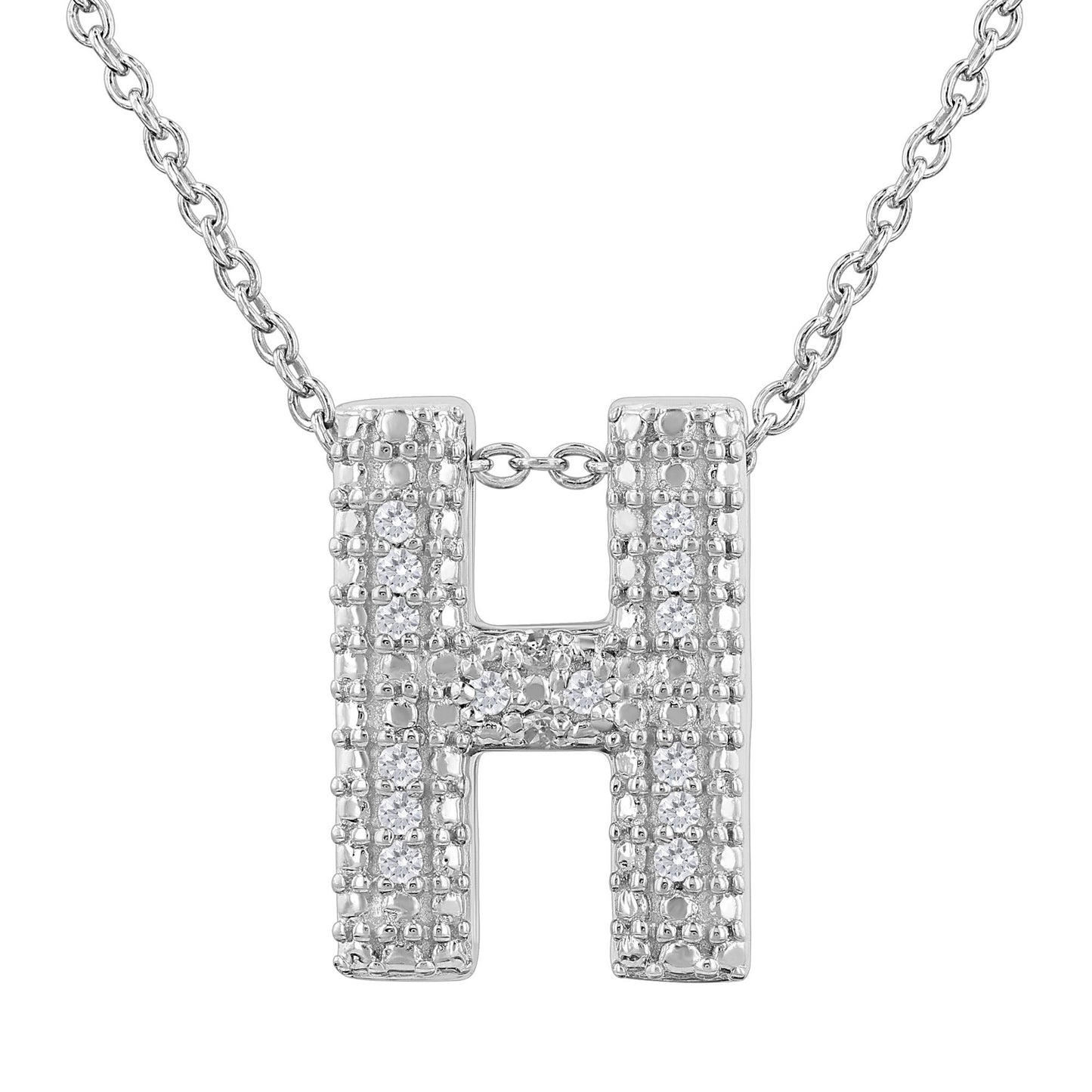 Silver Bubble Initial Diamond Necklace