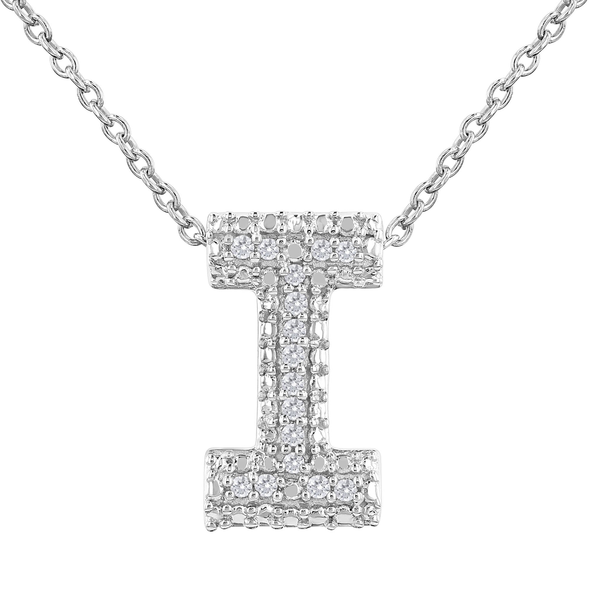 Silver Bubble Initial Diamond Necklace