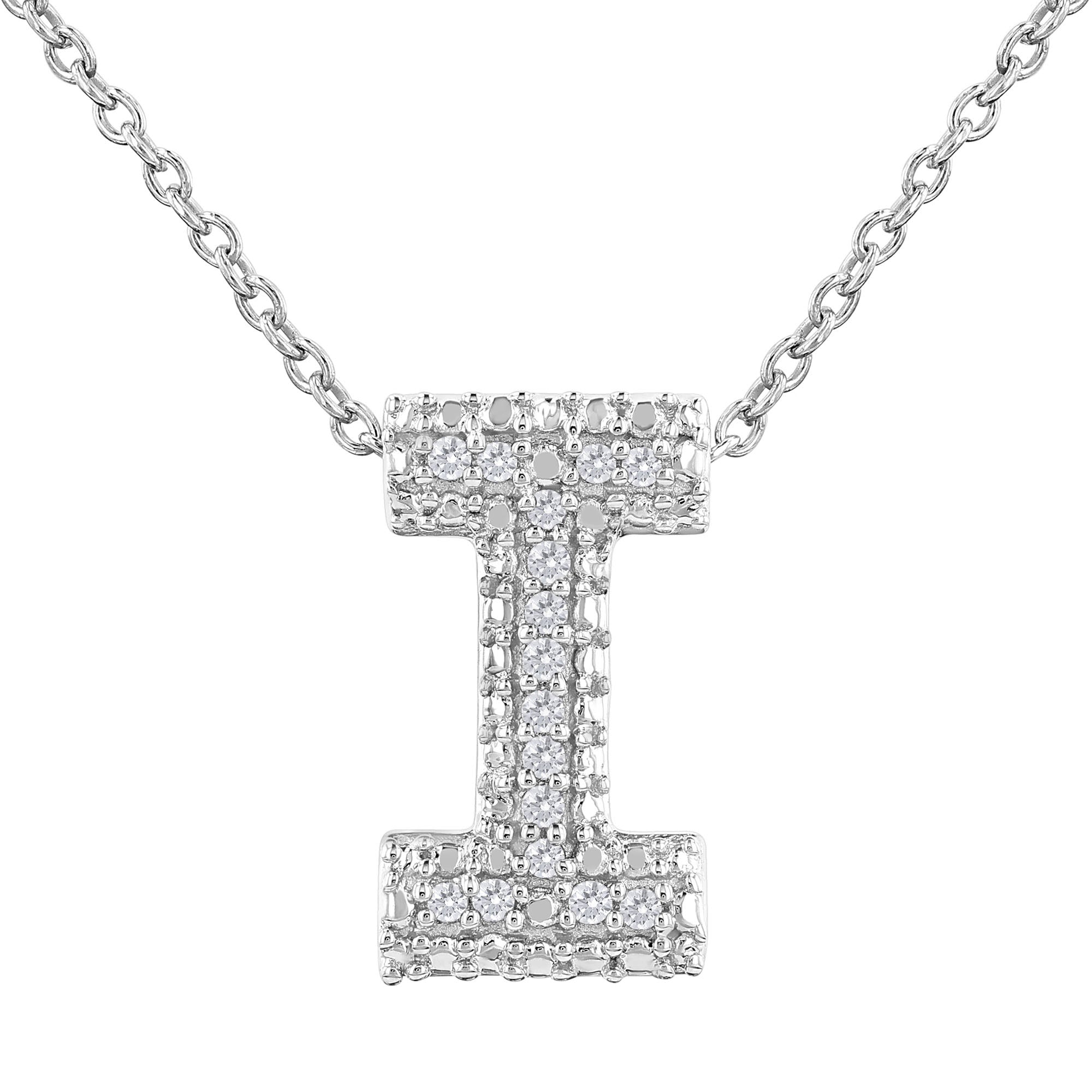 Silver Bubble Initial Diamond Necklace