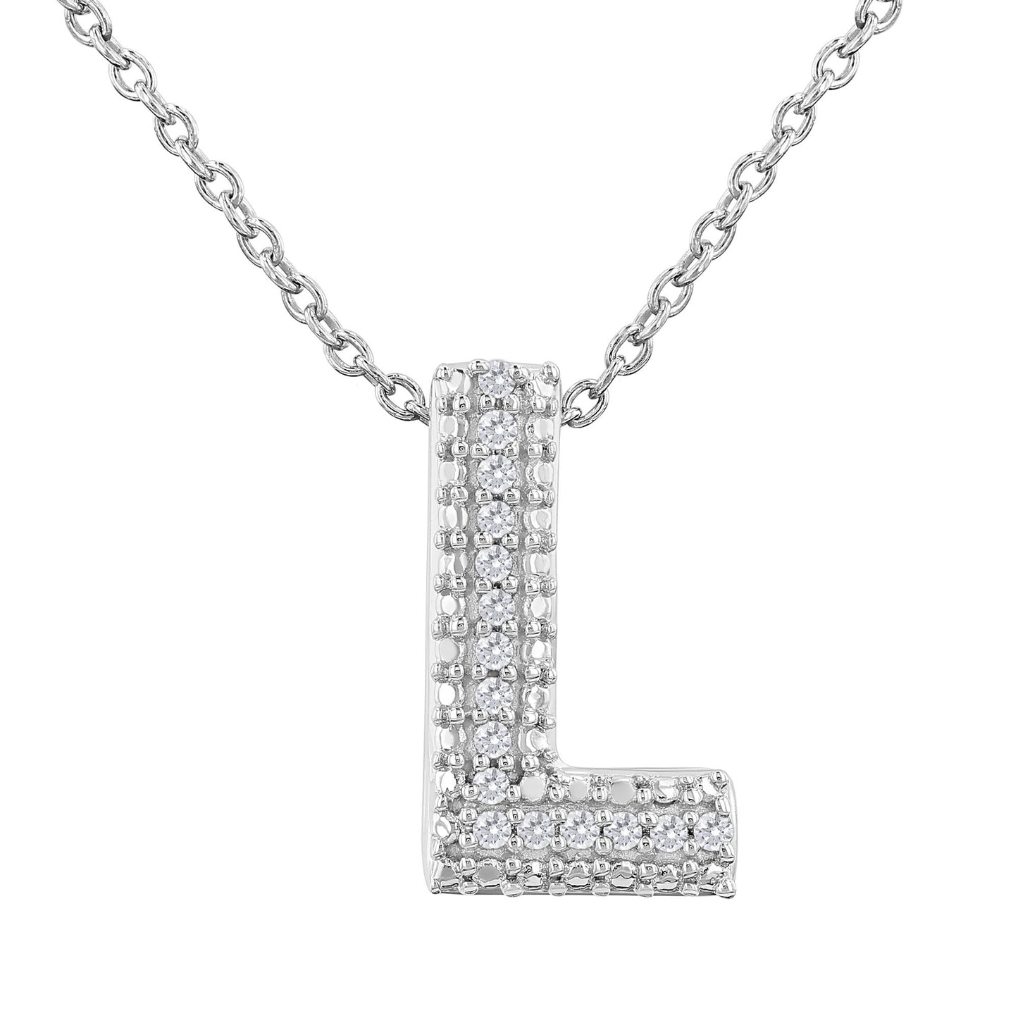 Silver Bubble Initial Diamond Necklace