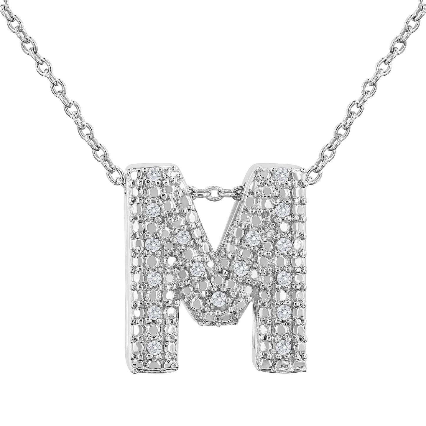 Silver Bubble Initial Diamond Necklace