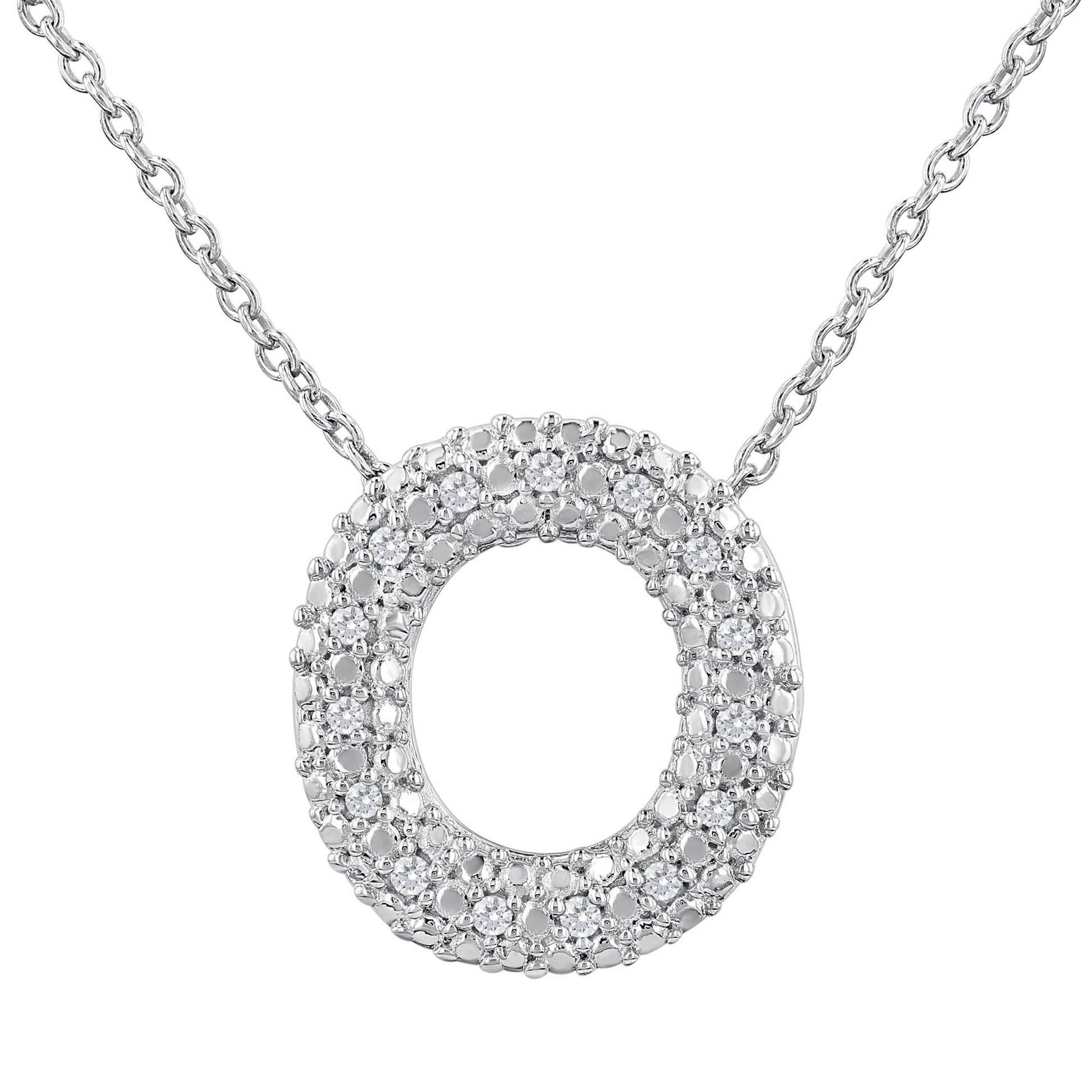 Silver Bubble Initial Diamond Necklace