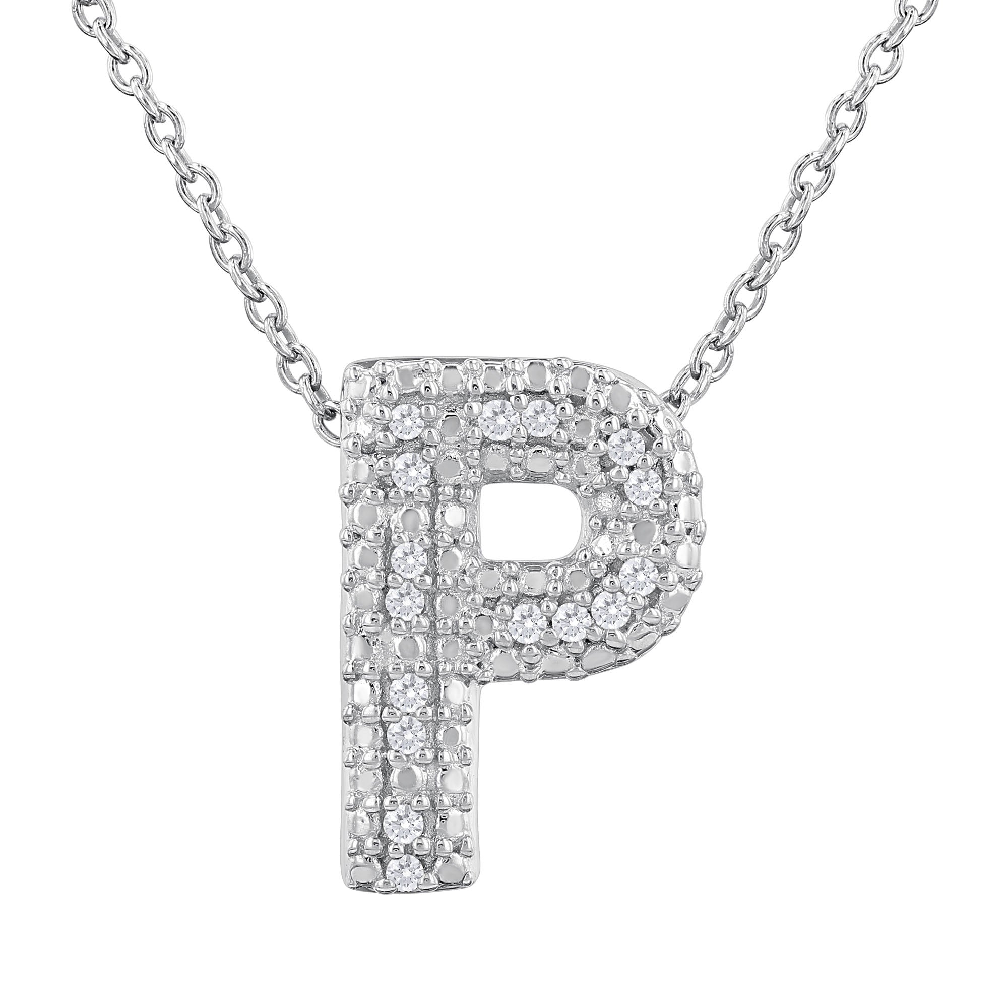 Silver Bubble Initial Diamond Necklace