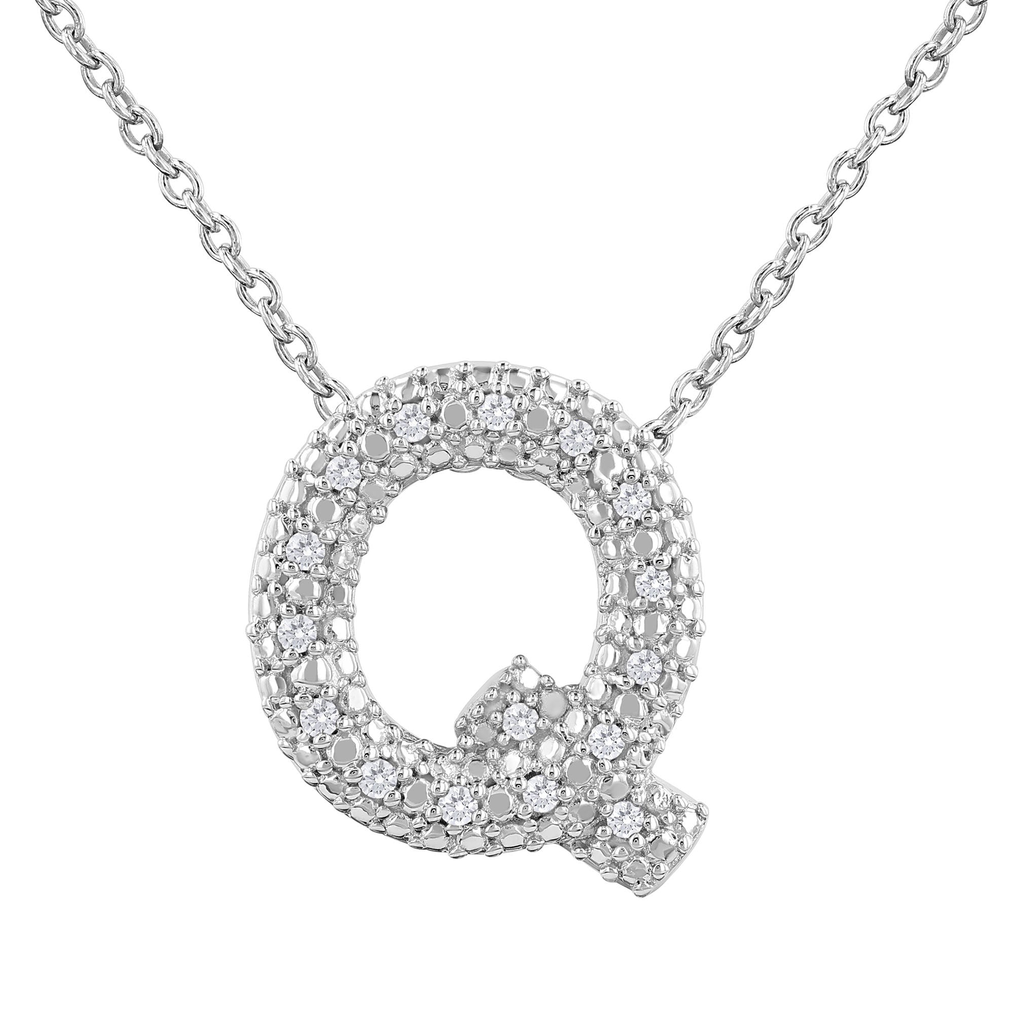 Silver Bubble Initial Diamond Necklace