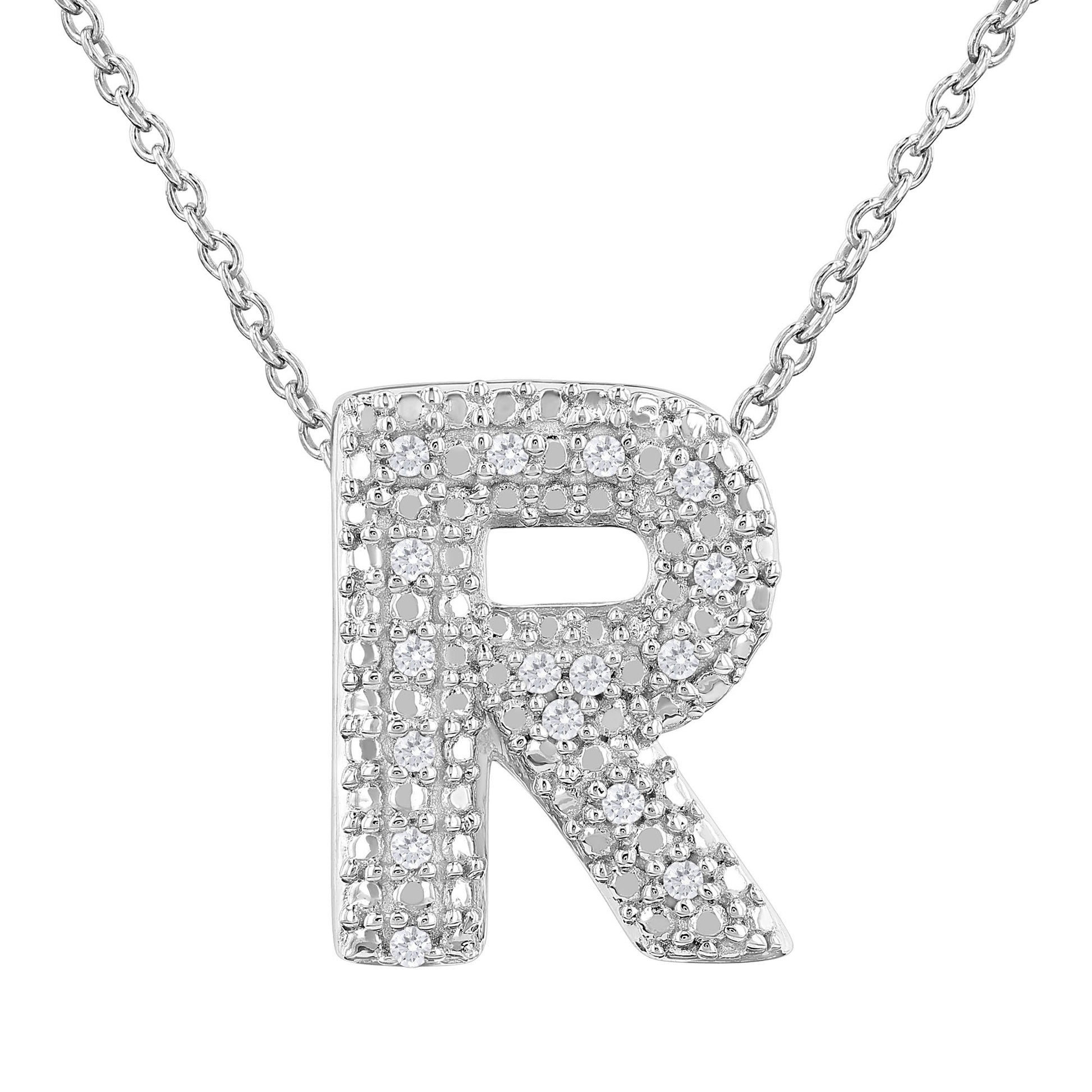 Silver Bubble Initial Diamond Necklace