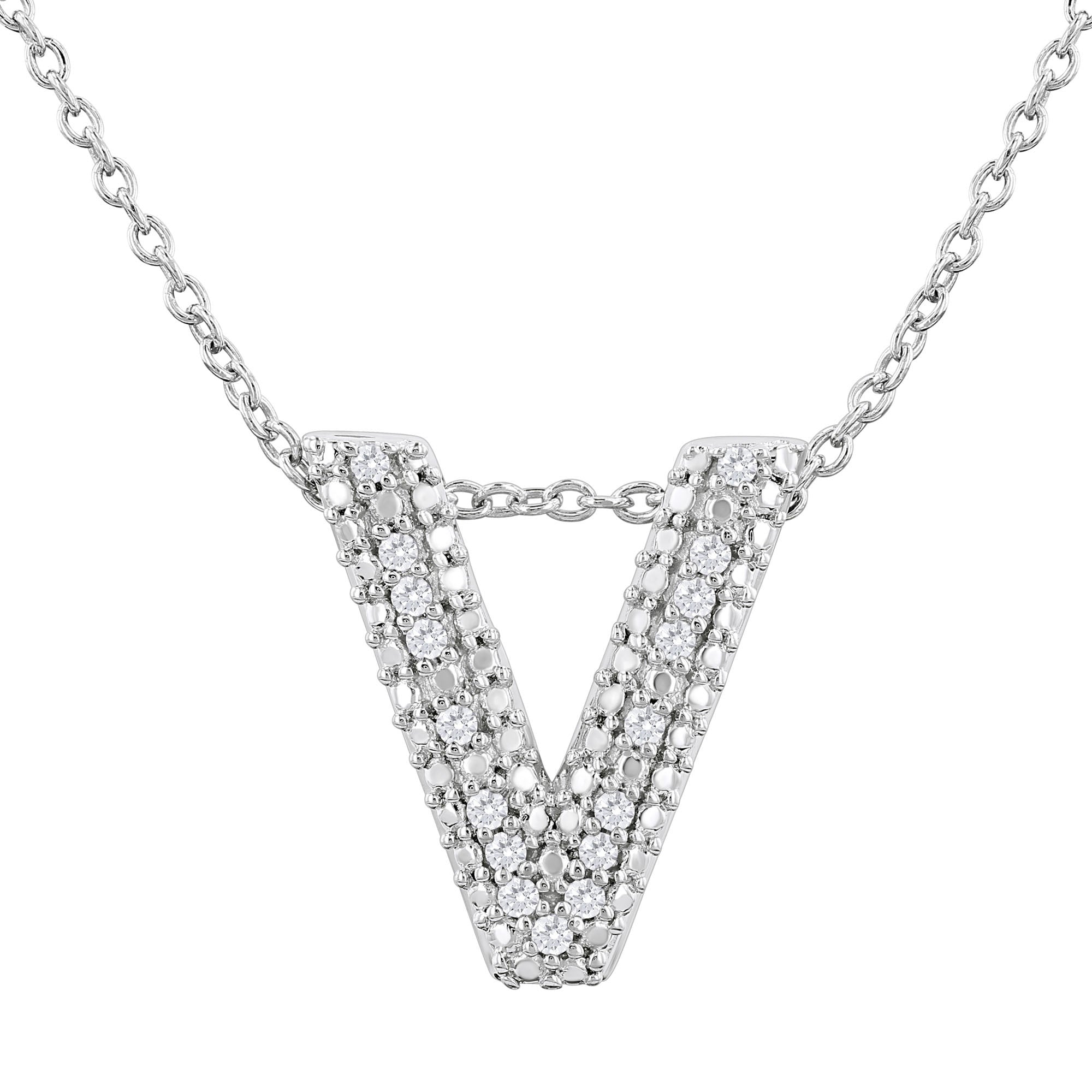 Silver Bubble Initial Diamond Necklace