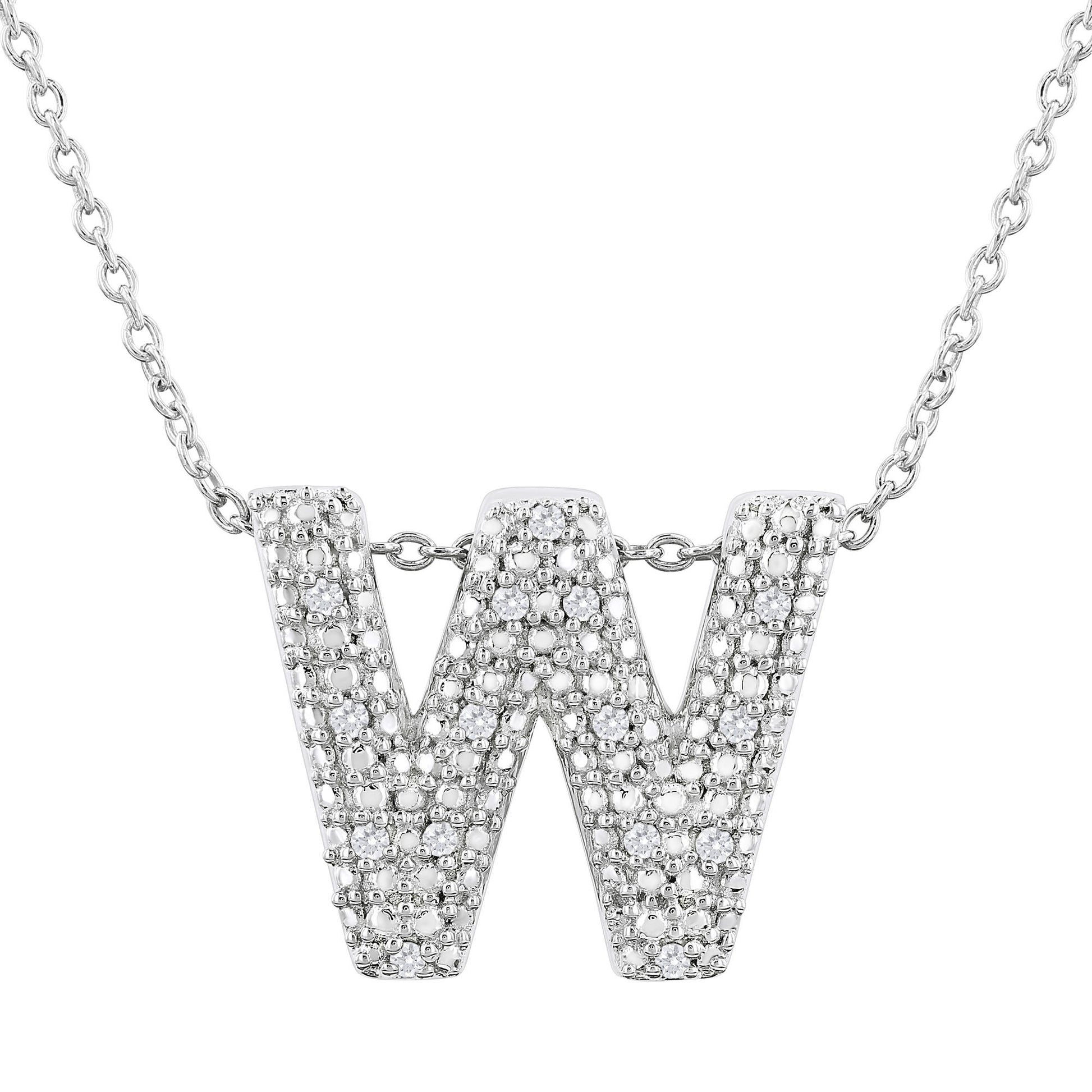 Silver Bubble Initial Diamond Necklace