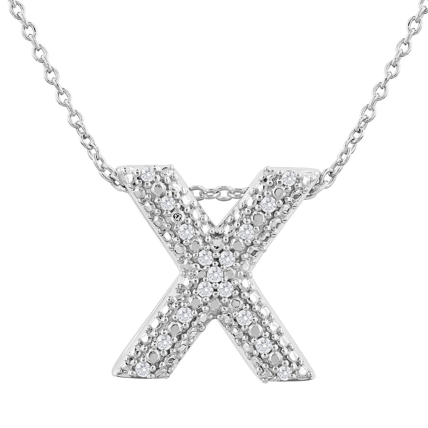 Silver Bubble Initial Diamond Necklace