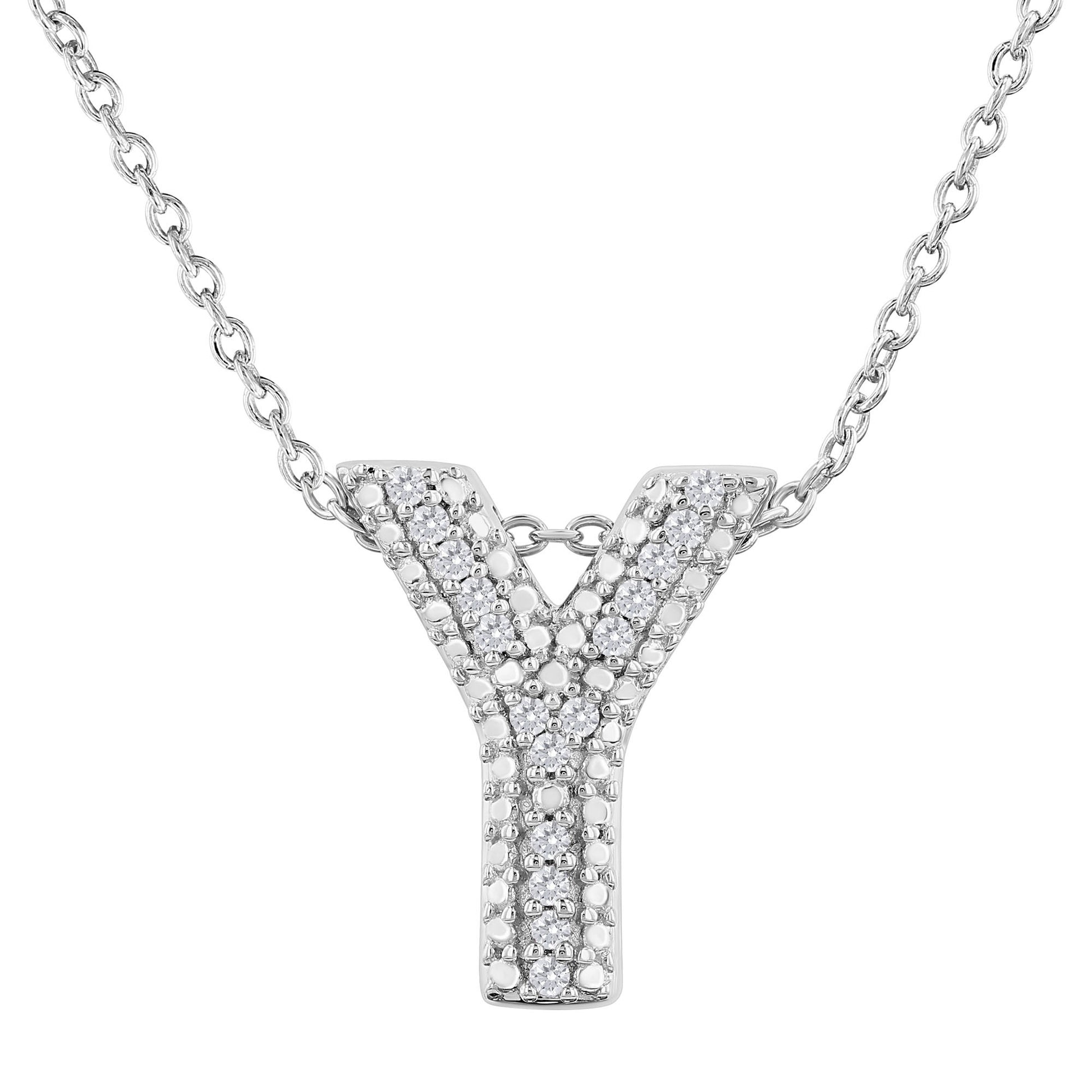 Silver Bubble Initial Diamond Necklace