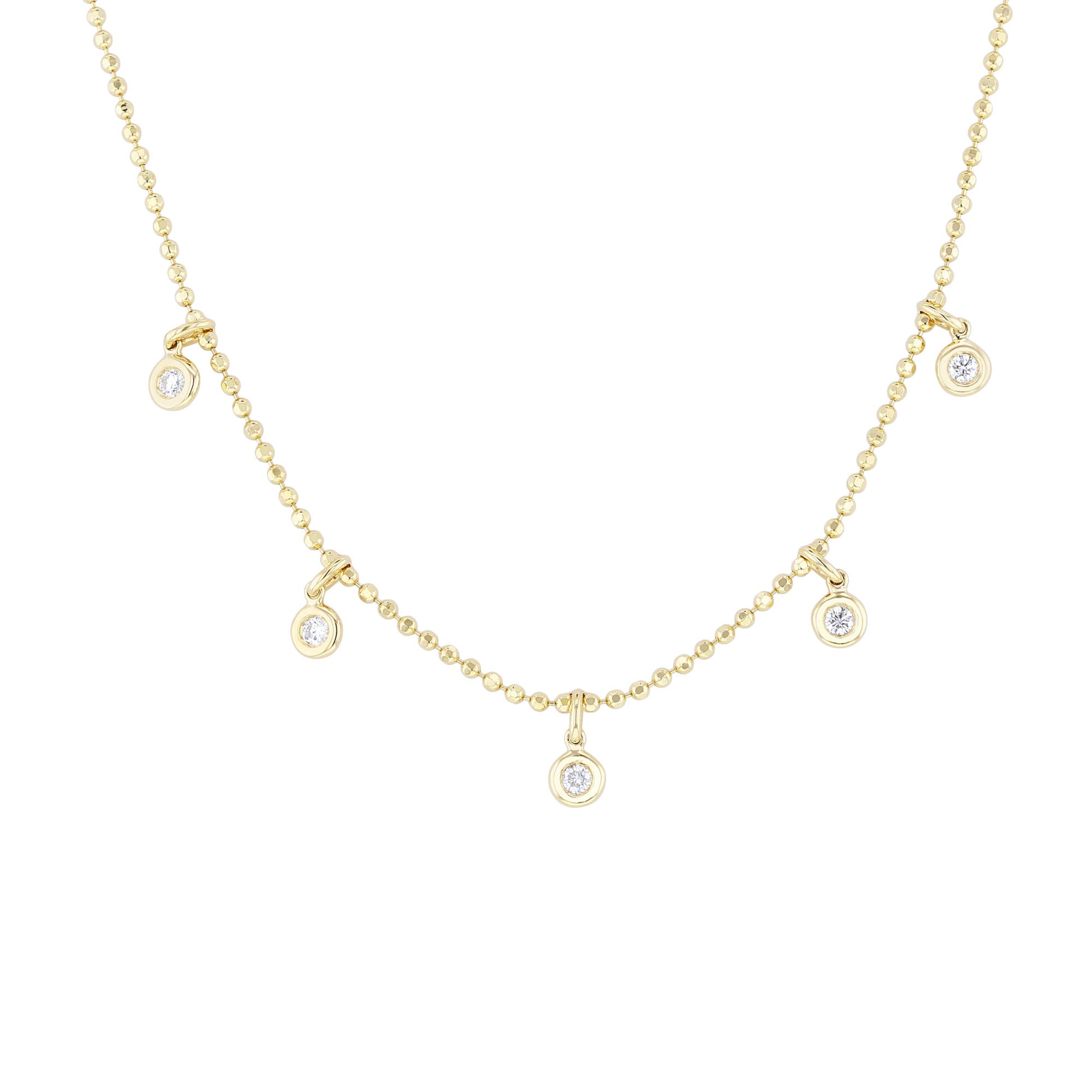 Beaded Bezel Station Diamond Necklace