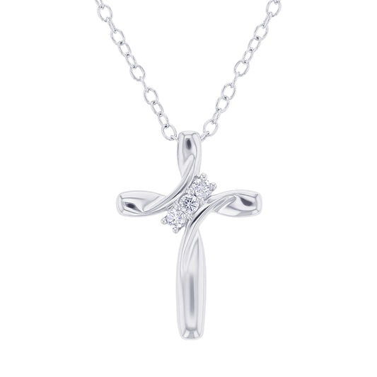 Silver Trinity Diamond Cross Necklace