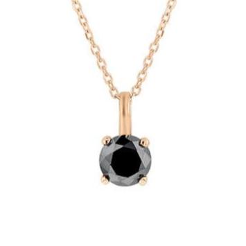 Black Diamond Solitaire Necklace 3/4ct