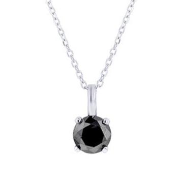 Black Diamond Solitaire Necklace 3/4ct