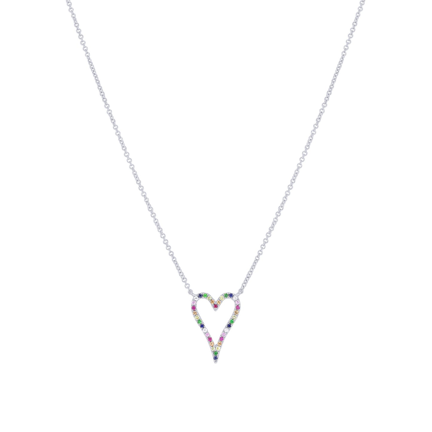 Prismatic Heart Rainbow Sapphire Necklace