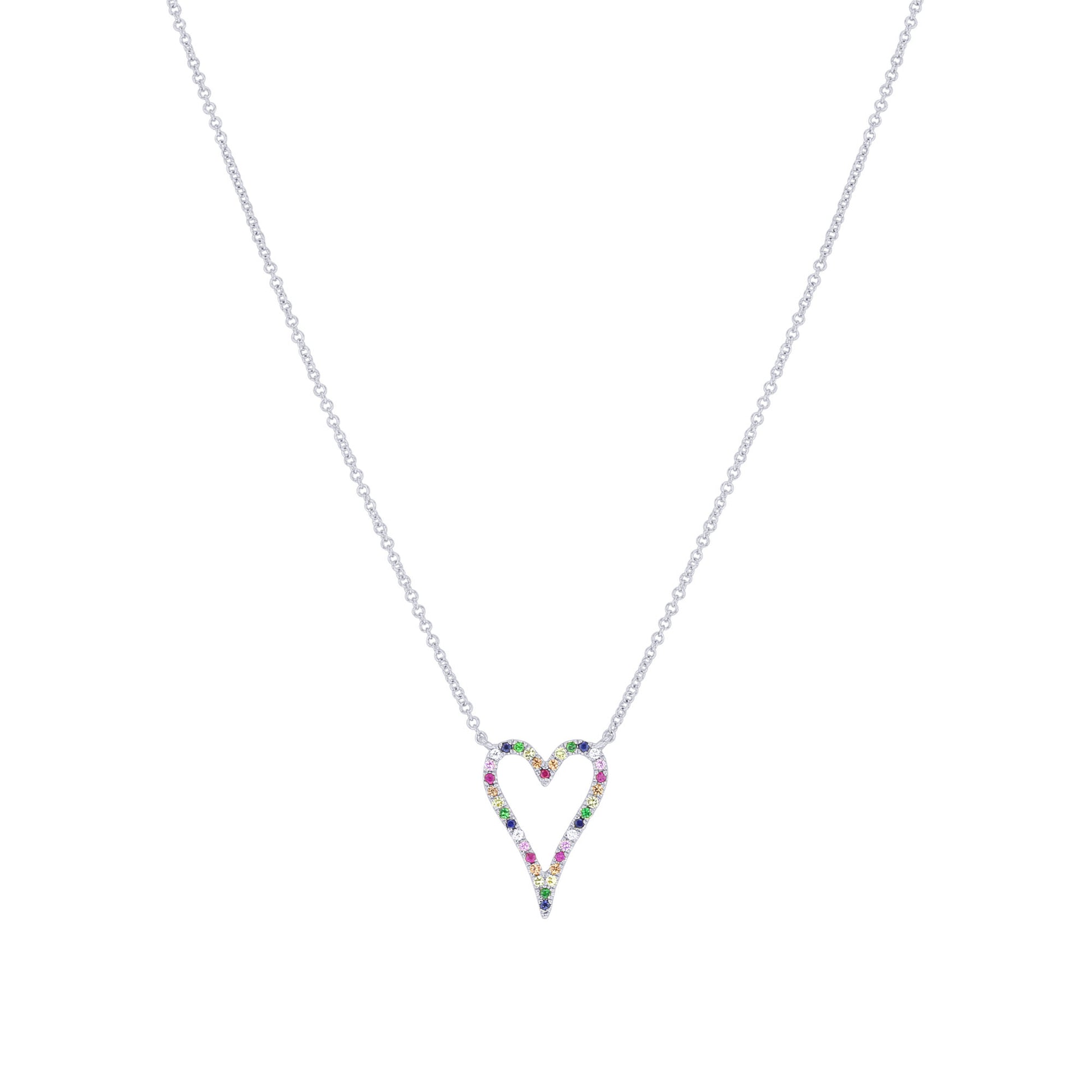 Prismatic Heart Rainbow Sapphire Necklace