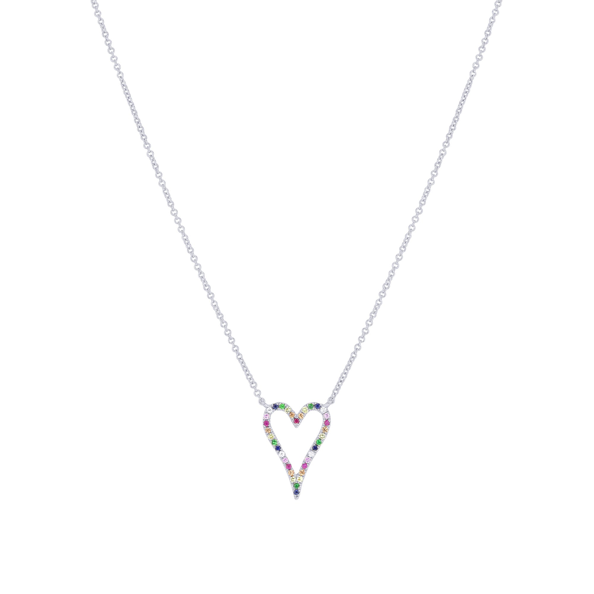 Prismatic Heart Rainbow Sapphire Necklace