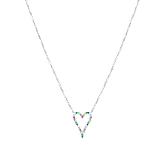 Prismatic Heart Rainbow Sapphire Necklace