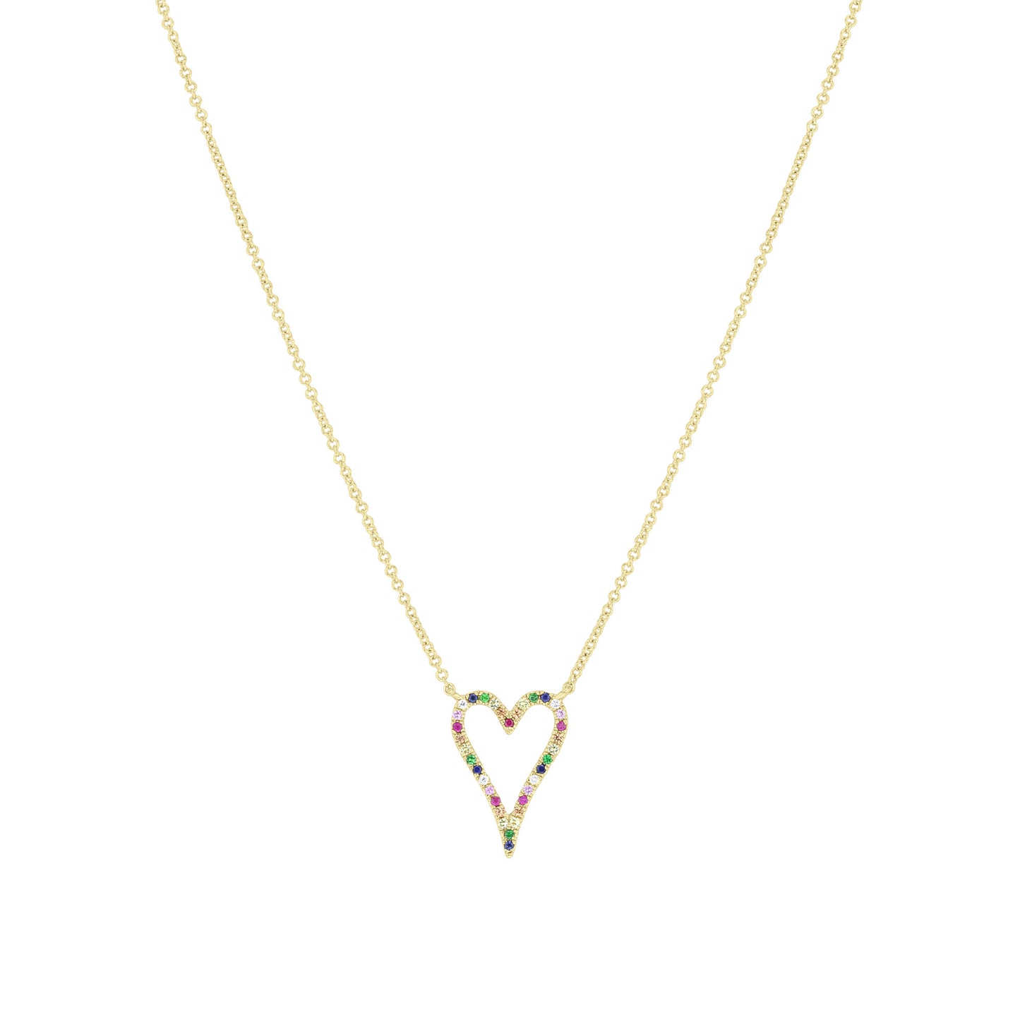 Prismatic Heart Rainbow Sapphire Necklace