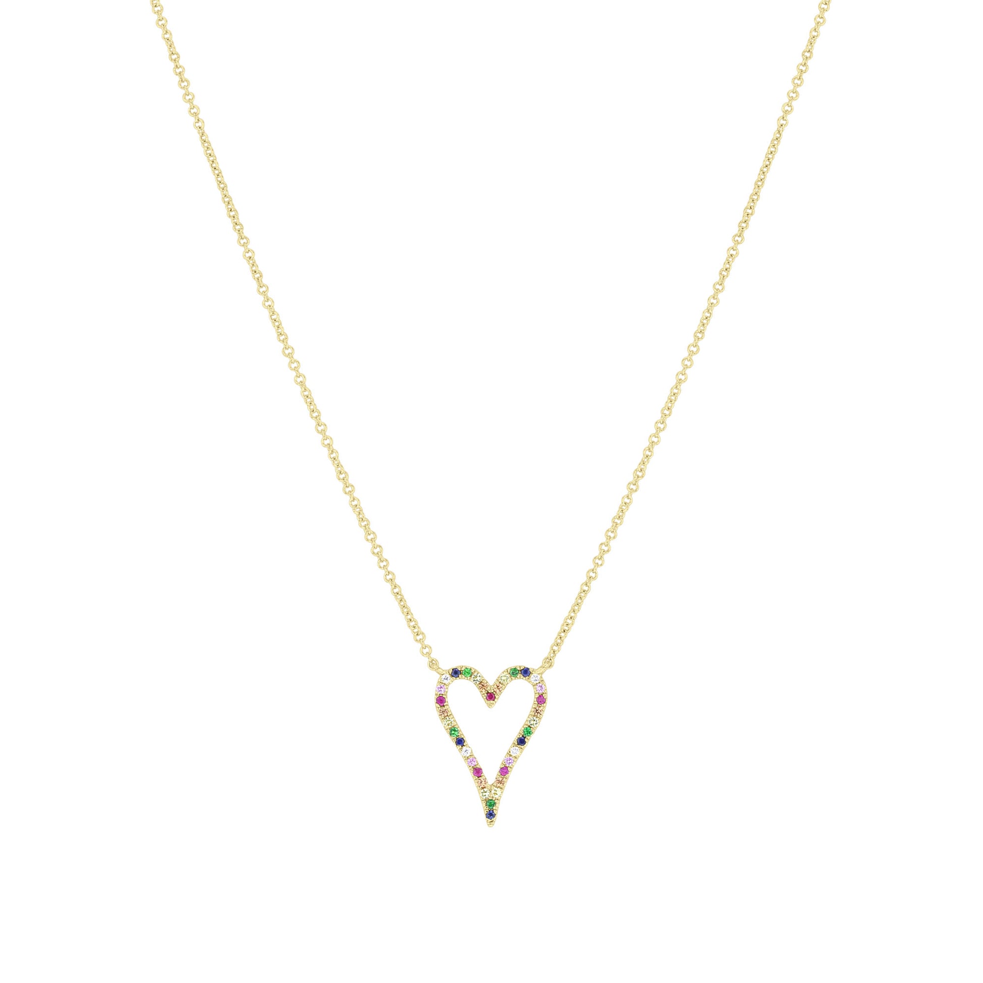 Prismatic Heart Rainbow Sapphire Necklace