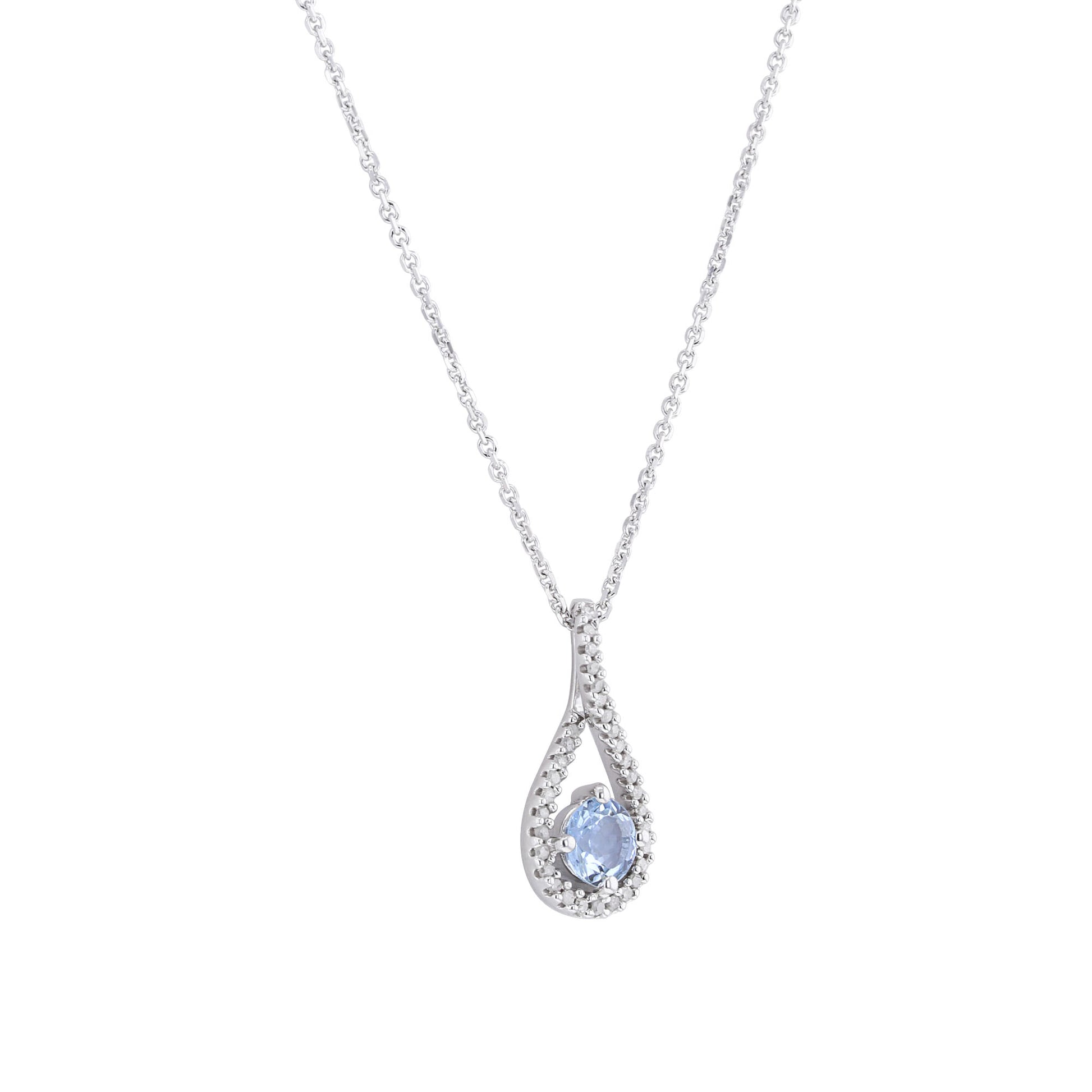 Silver Limitless Aquamarine & Diamond Necklace