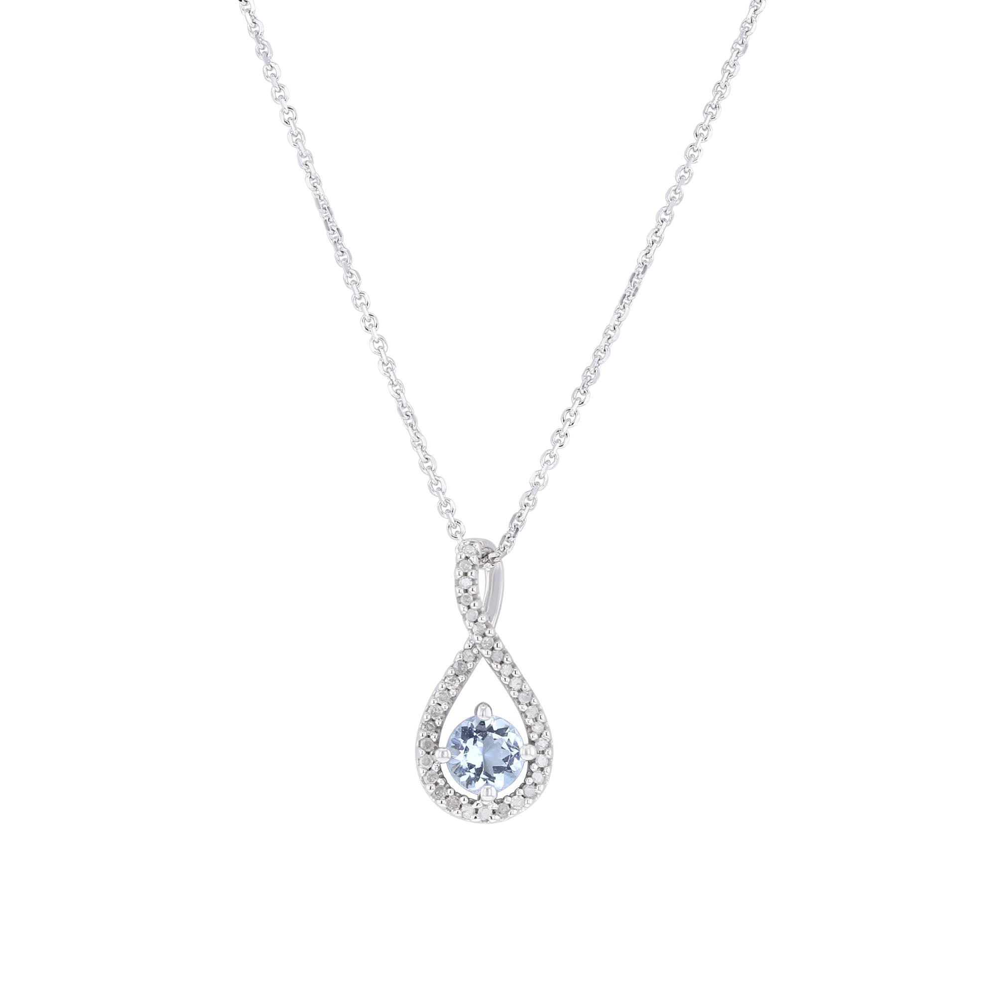 Silver Limitless Aquamarine & Diamond Necklace