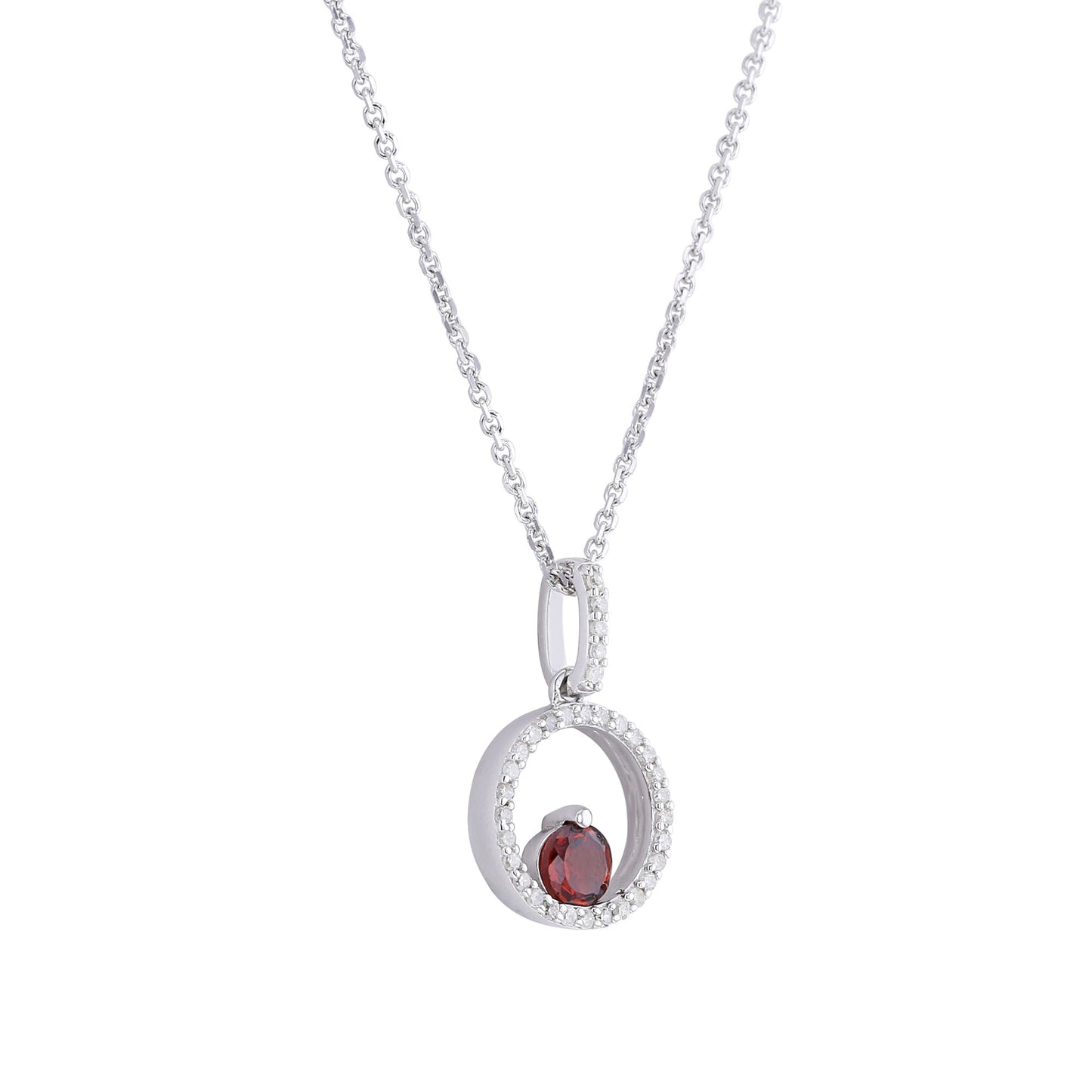 Silver Confetti Garnet & Diamond Necklace