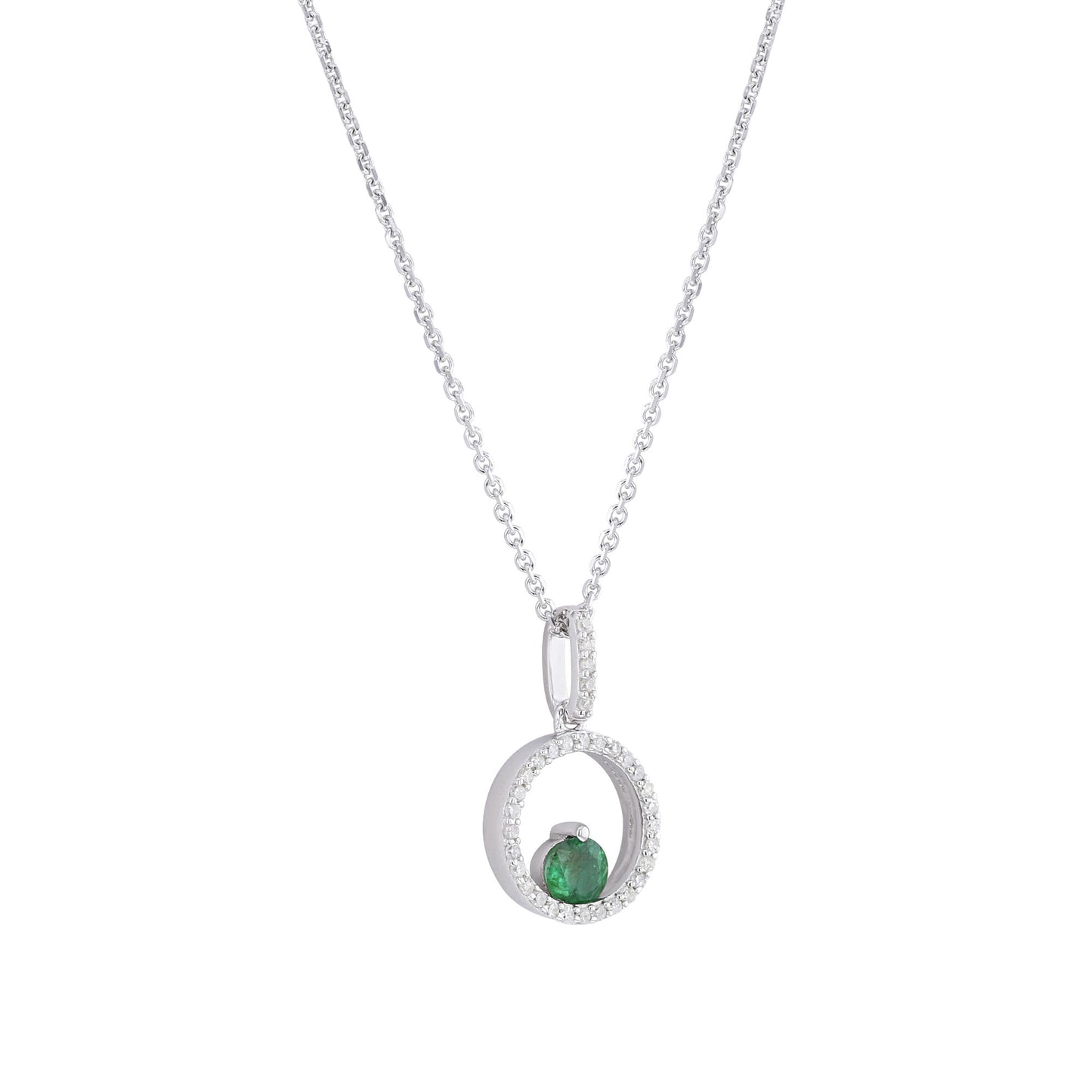 Silver Confetti Emerald & Diamond Necklace