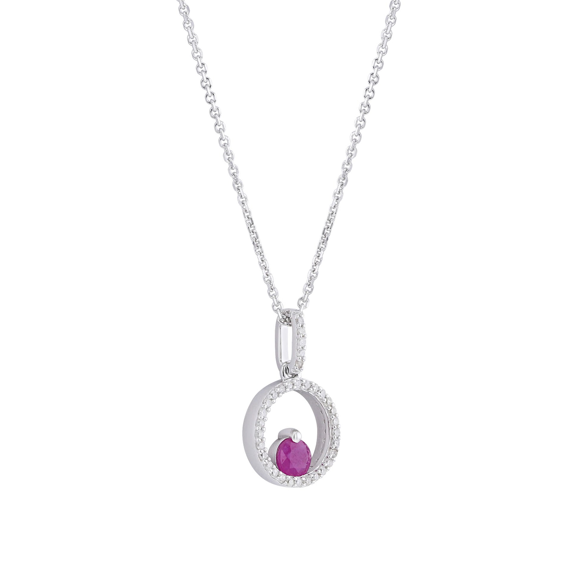 Silver Confetti Ruby & Diamond Necklace