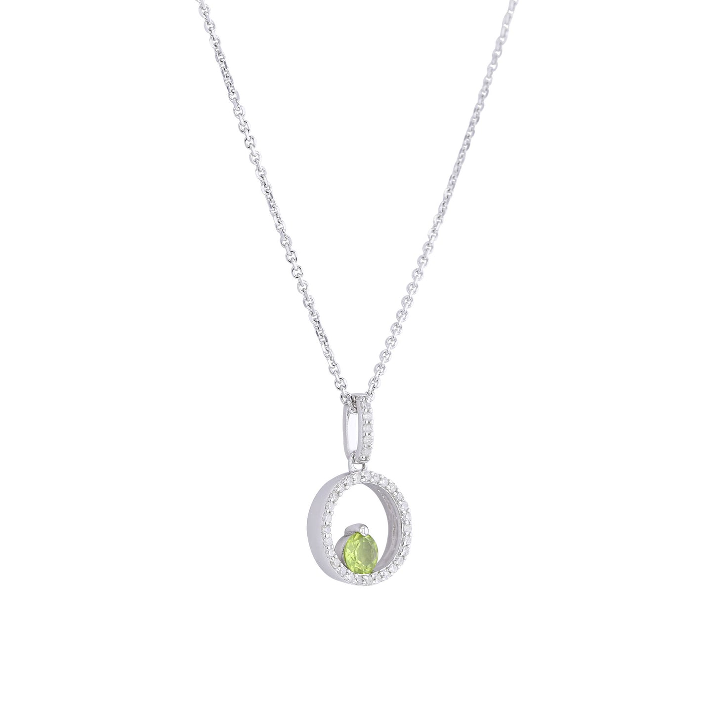 Silver Confetti Peridot & Diamond Necklace