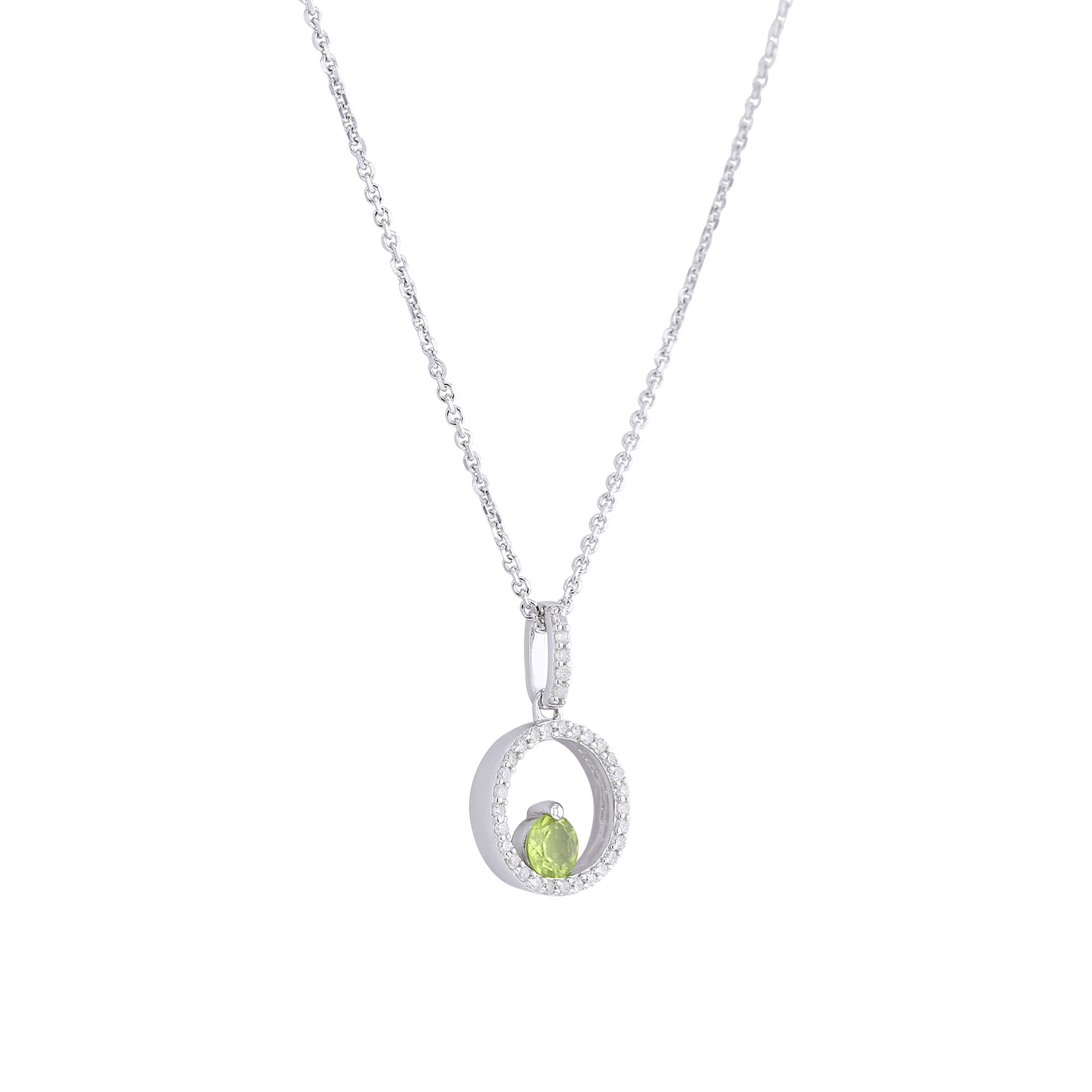 Silver Confetti Peridot & Diamond Necklace