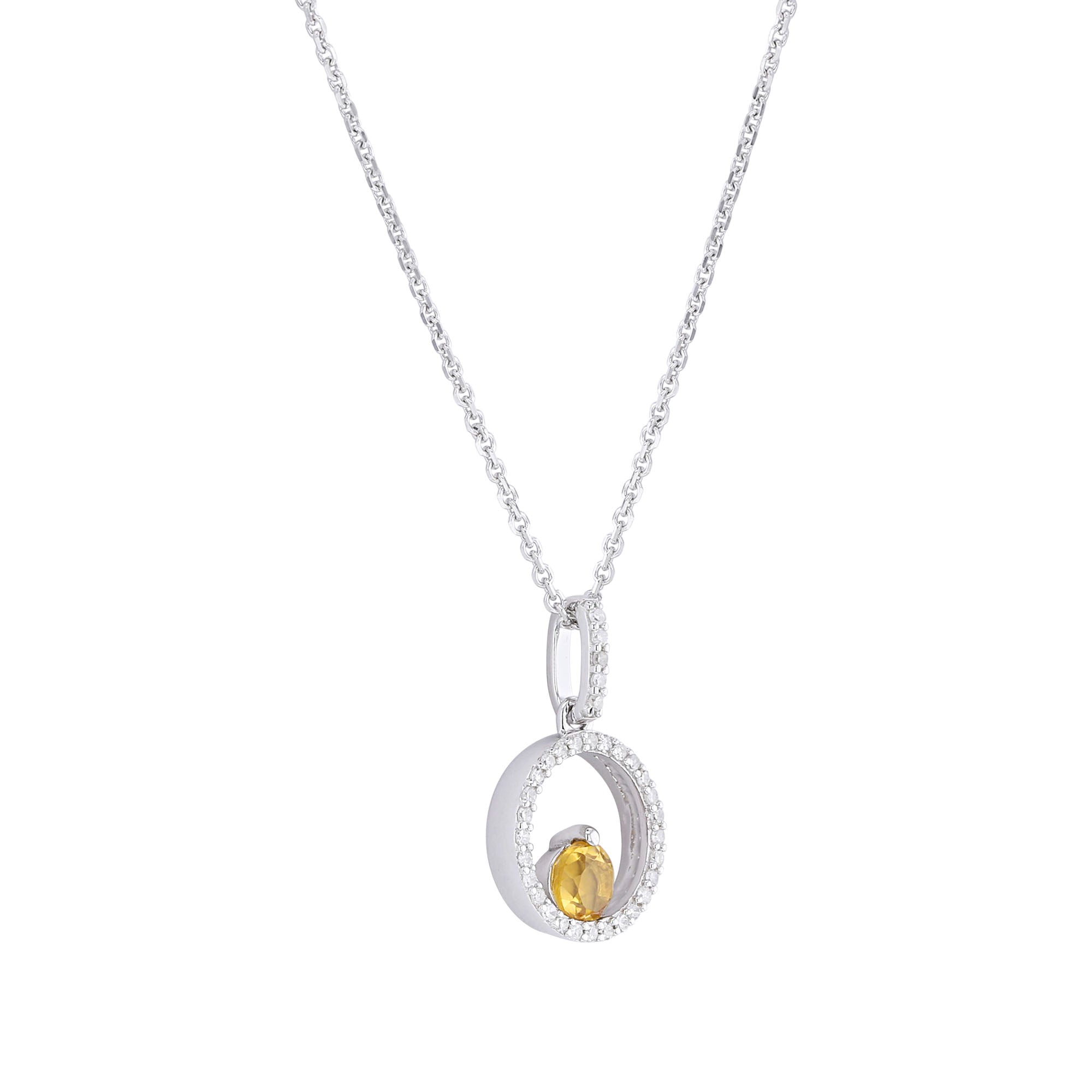 Silver Confetti Citrine & Diamond Necklace