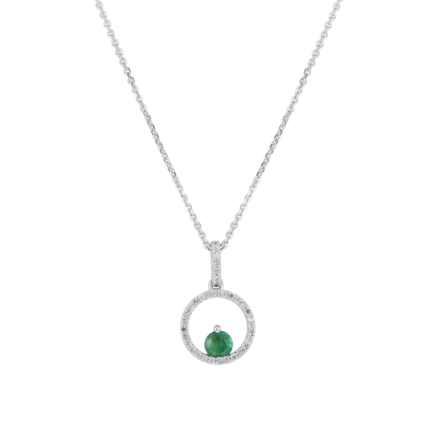 Silver Confetti Emerald & Diamond Necklace