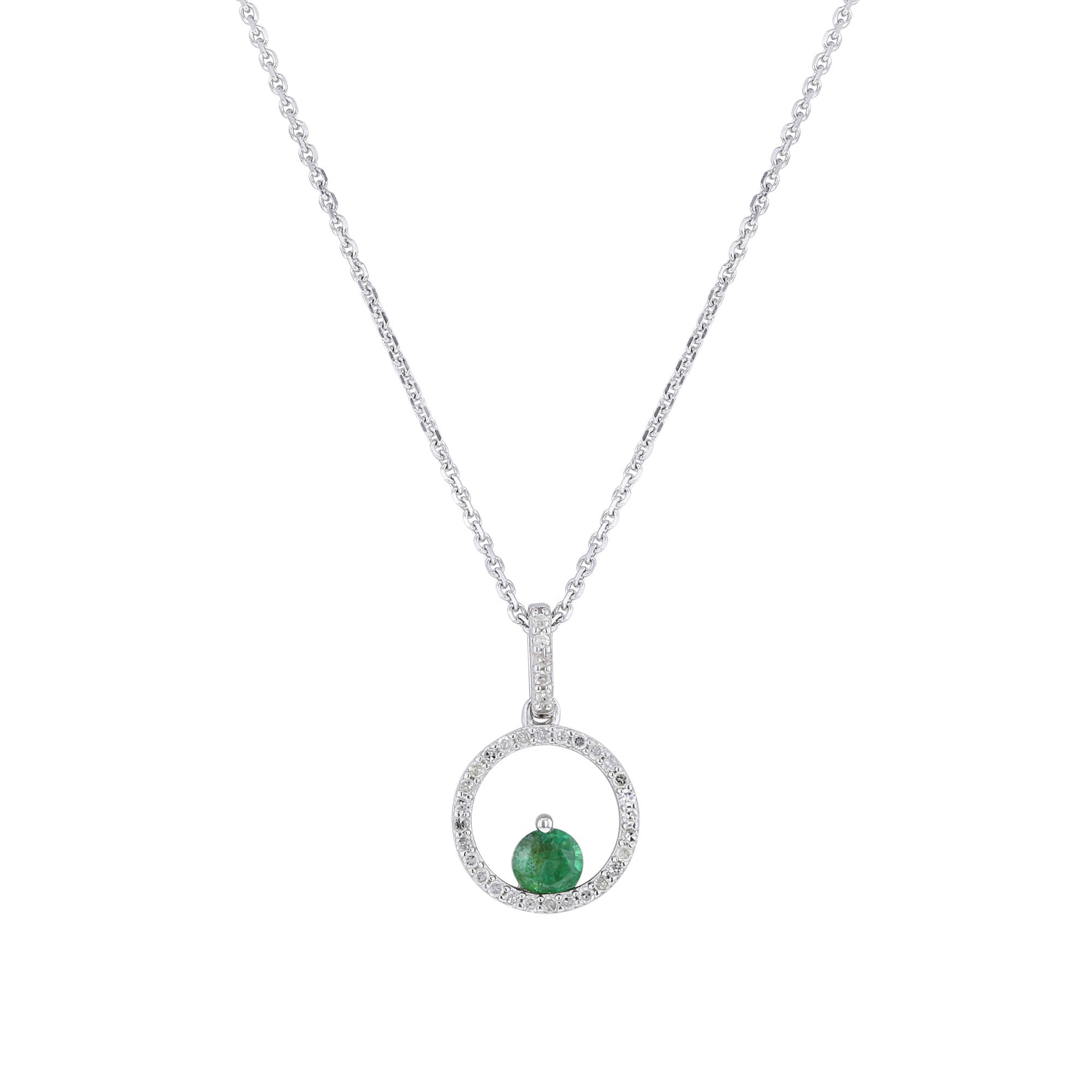 Silver Confetti Emerald & Diamond Necklace