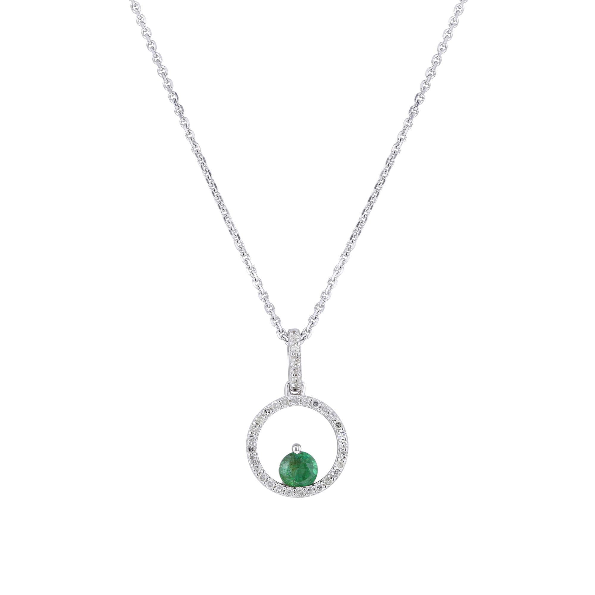 Silver Confetti Emerald & Diamond Necklace