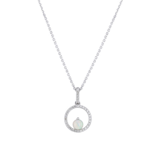 Silver Confetti Opal & Diamond Necklace