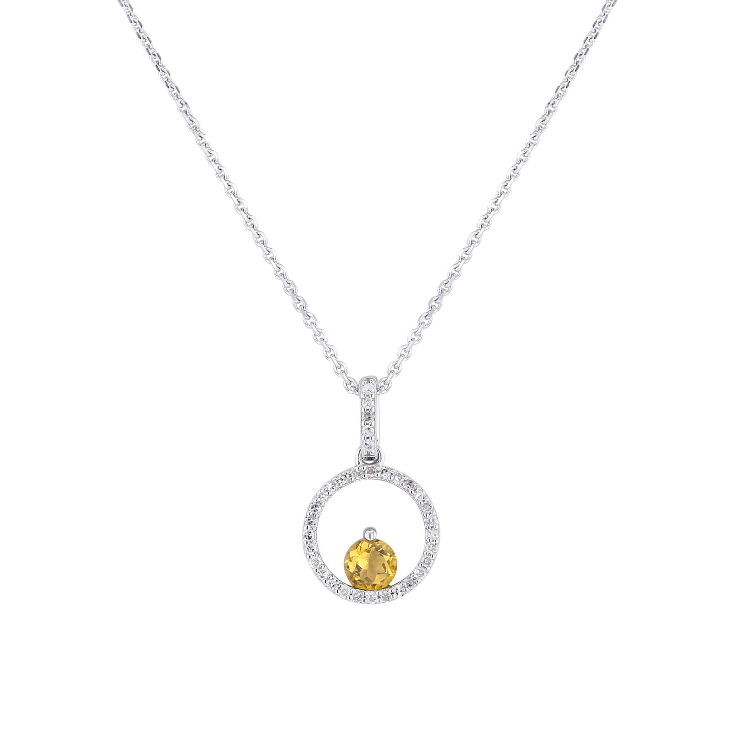 Silver Confetti Citrine & Diamond Necklace