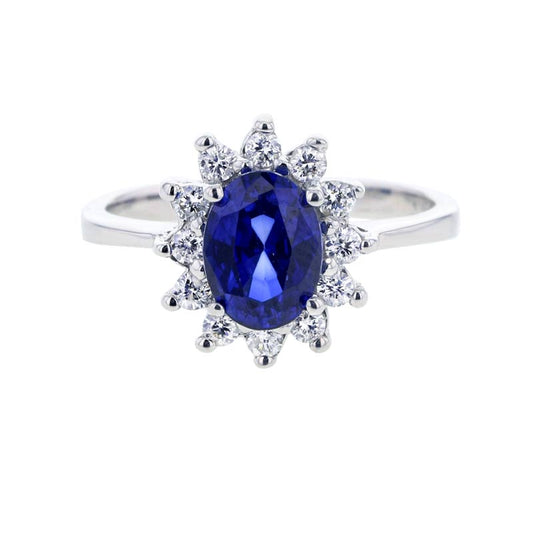 Princess Sapphire and  Diamond Ring