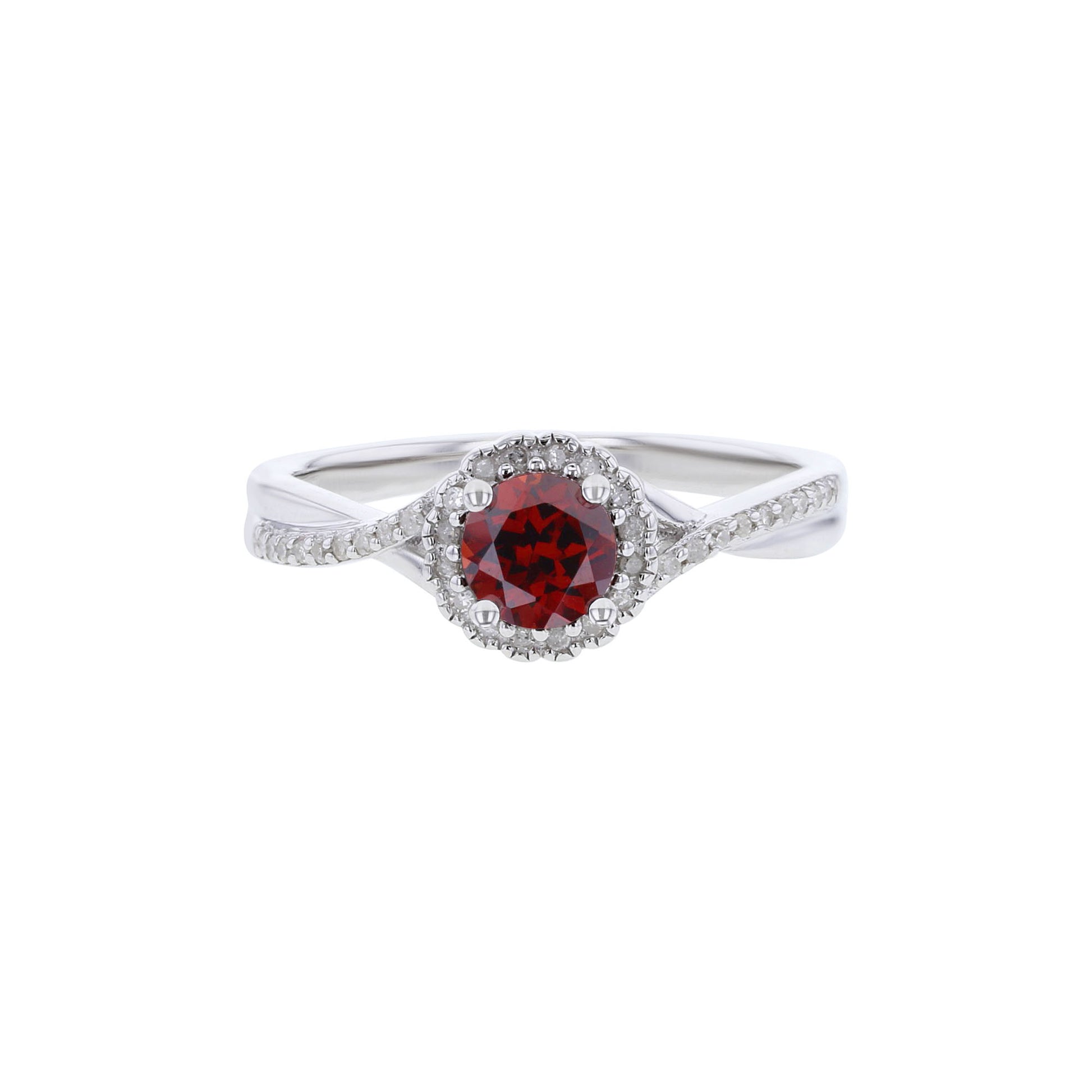 Silver Sweet Treat Garnet & Diamond Ring