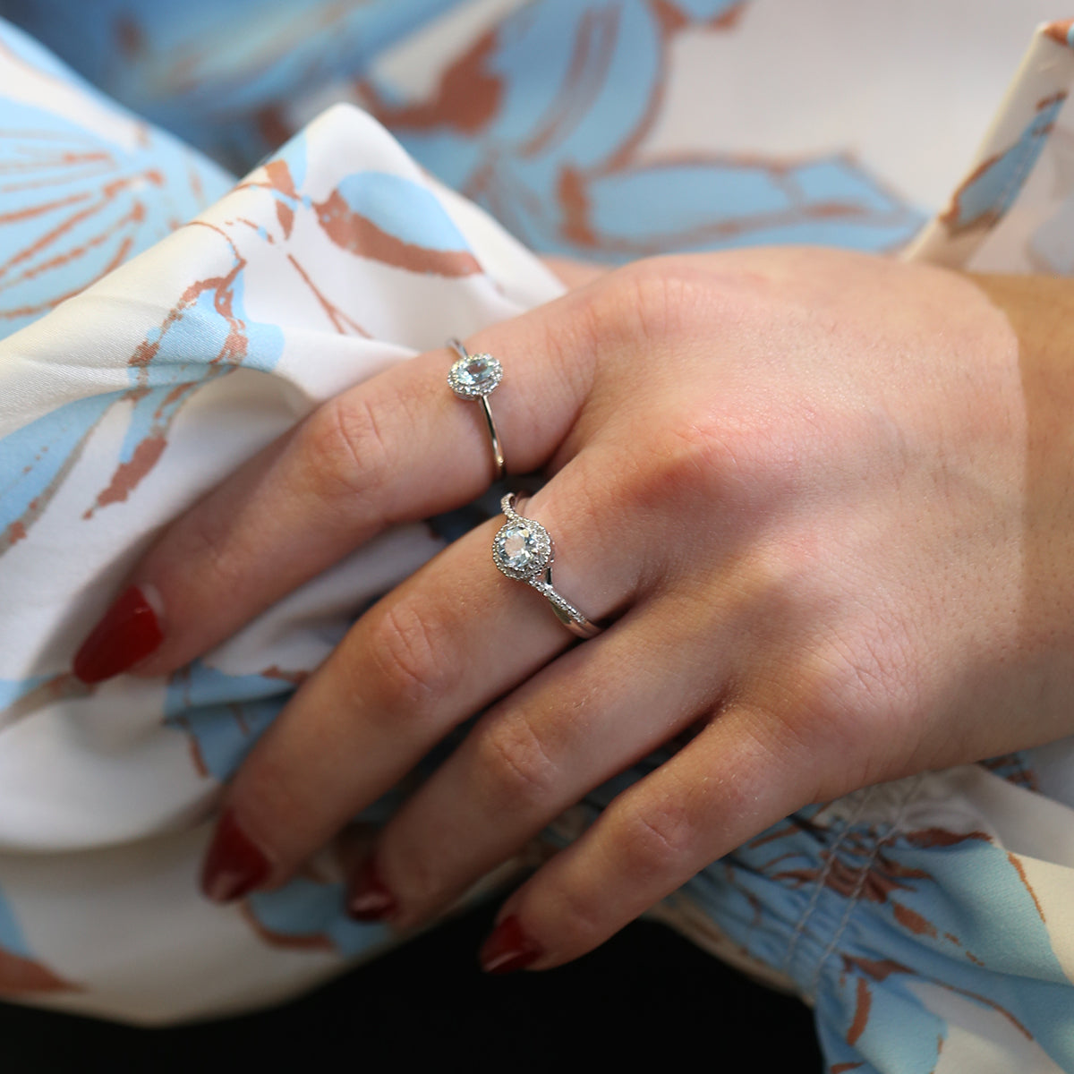 Silver Sweet Treat Aquamarine & Diamond Ring