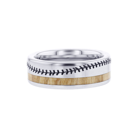 Howard Baseball Wood Inlay Wedding Ring