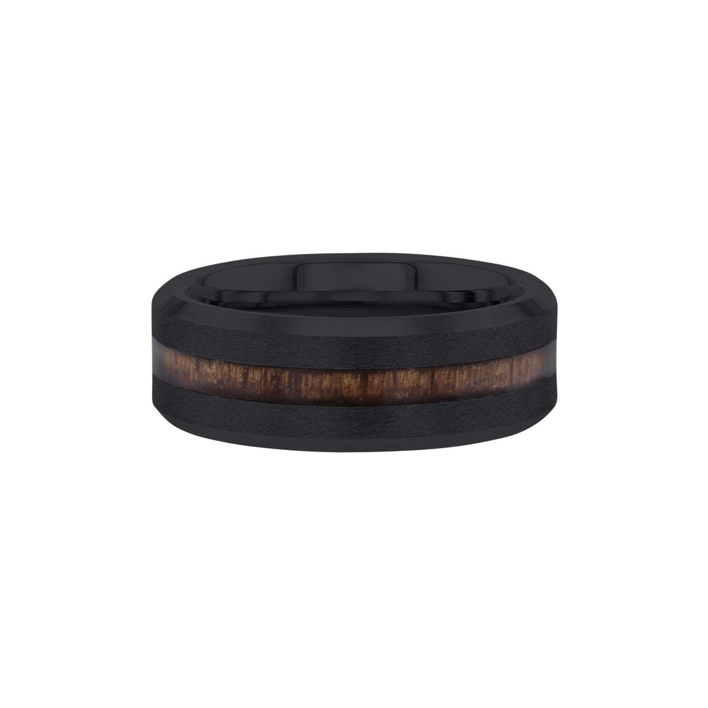 Suarez Baseball Black Ceramic Wood Inlay Wedding Ring