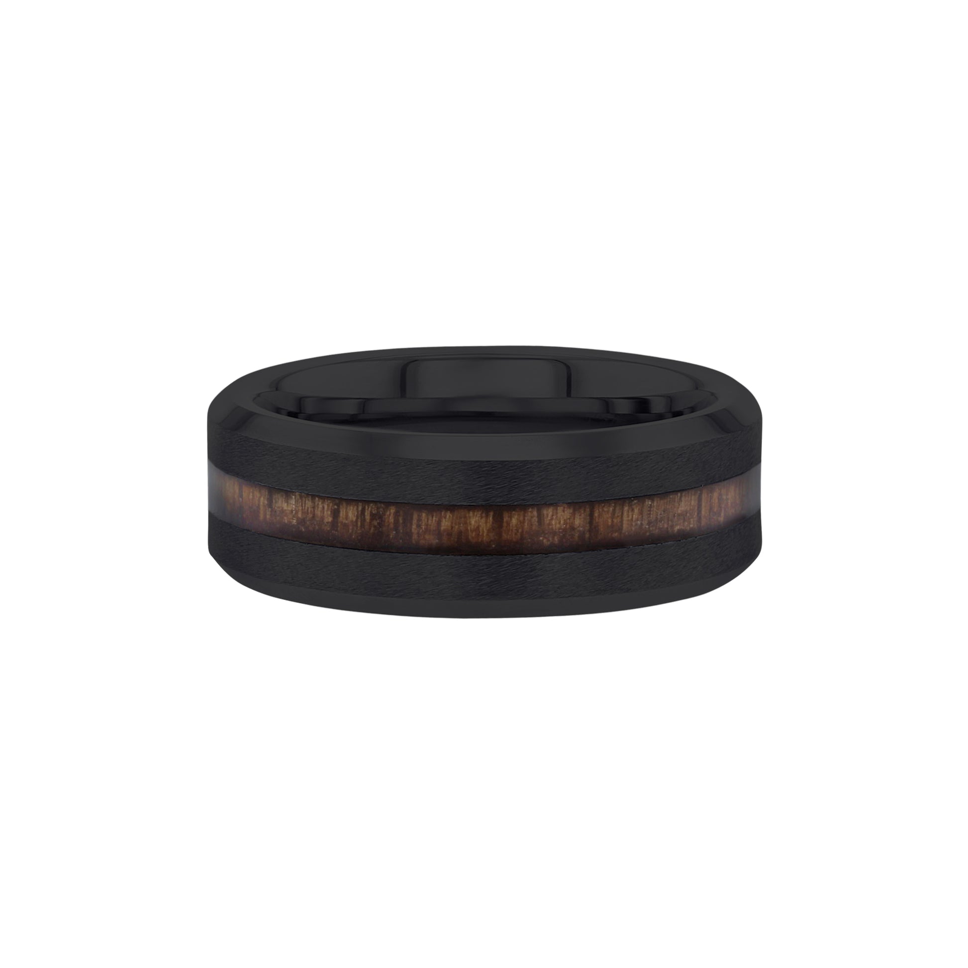 Suarez Baseball Black Ceramic Wood Inlay Wedding Ring