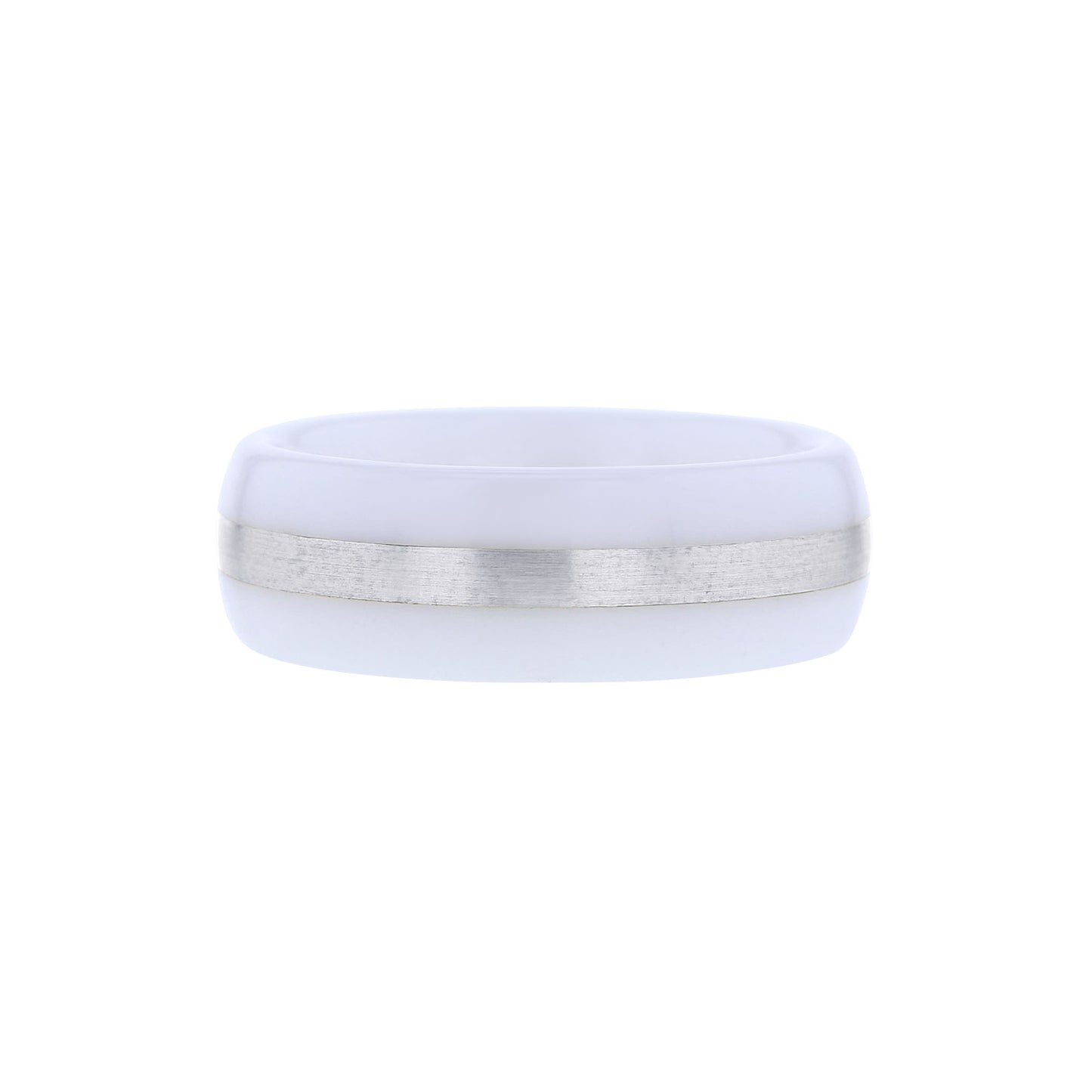 Connery Stainless Steel and White Ceramic Wedding Ring