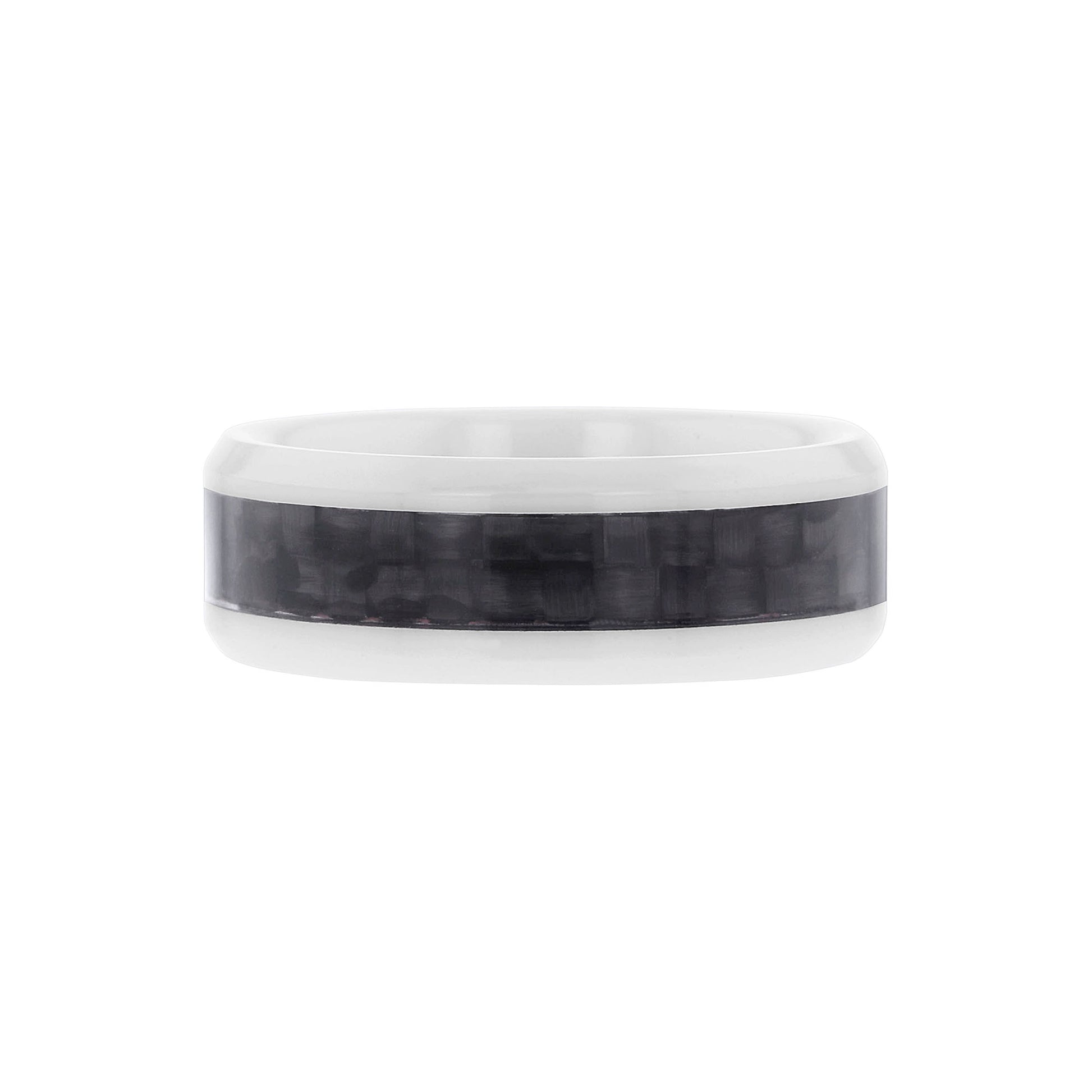 Jackson White Ceramic & Black Carbon Fiber Wedding Ring